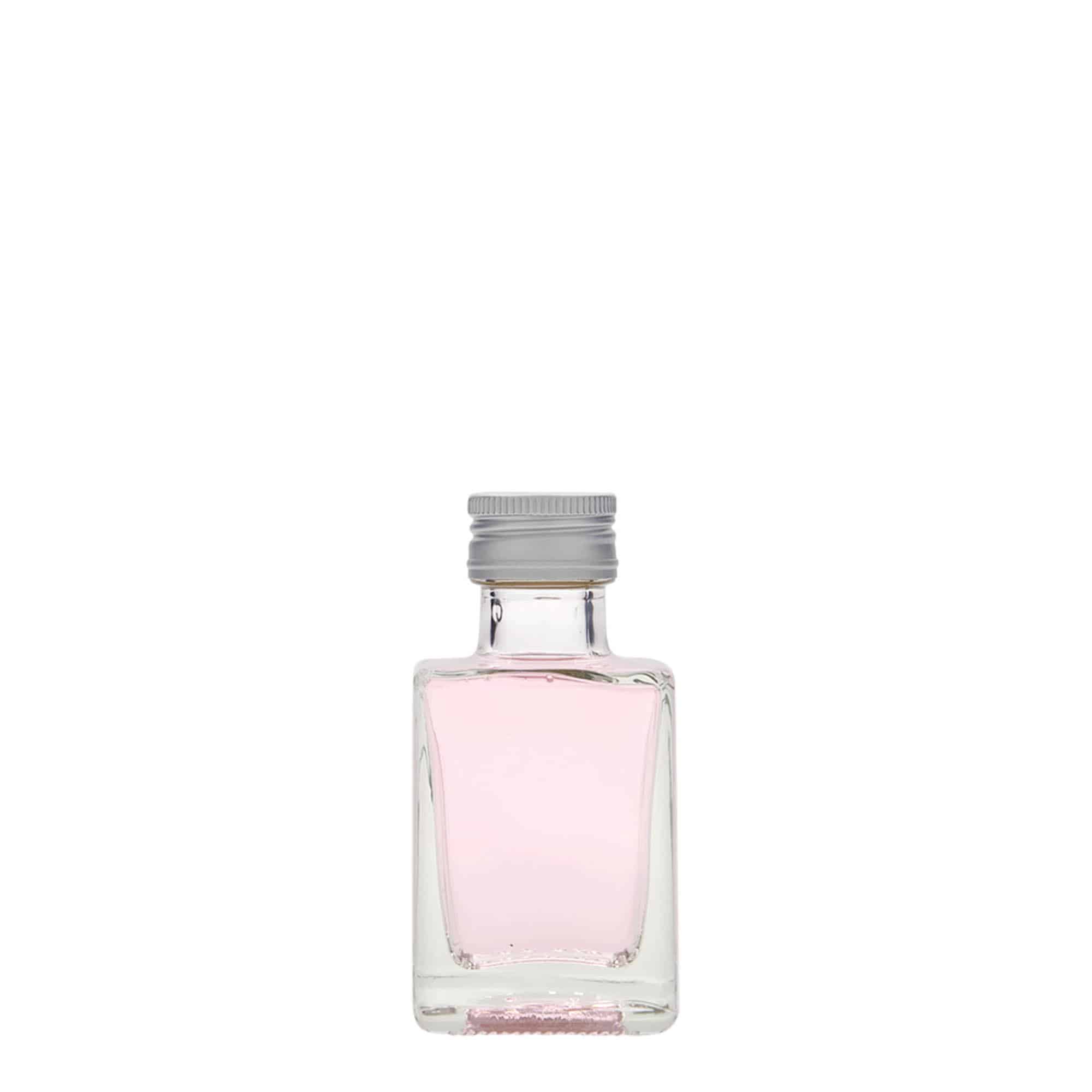 50 ml glass bottle 'Cube', square, opening: PP 24