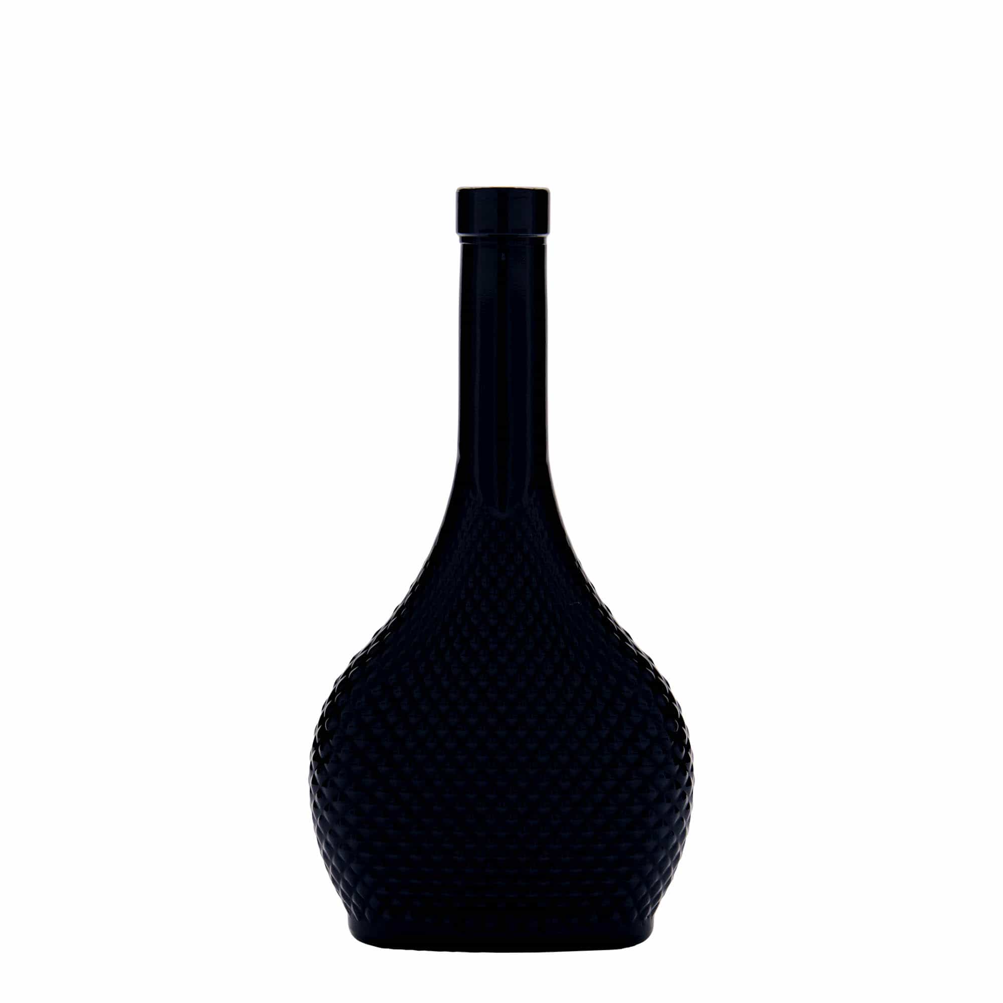 200 ml glass bottle 'Contessa Diamante', oval, black, closure: cork