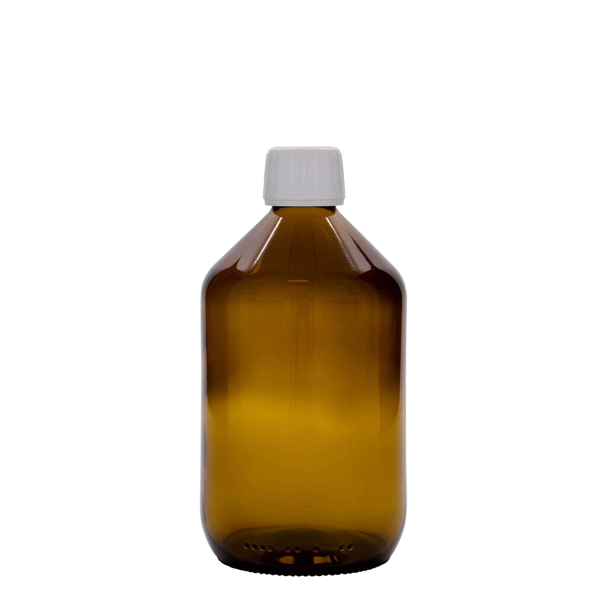 500 ml medical bottle, brown, glass, opening: PP 28
