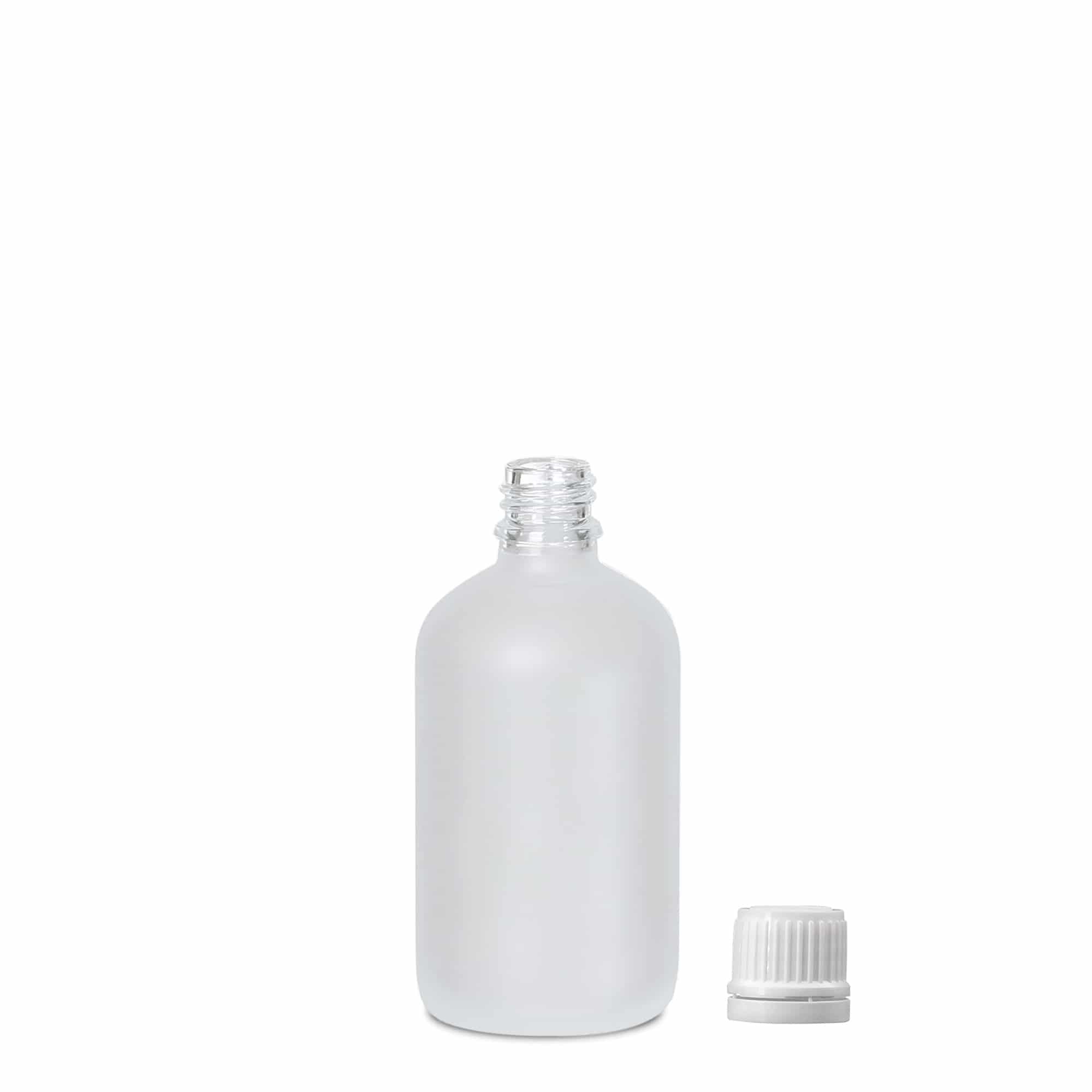 100 ml medical bottle, glass, frosted, opening: DIN 18