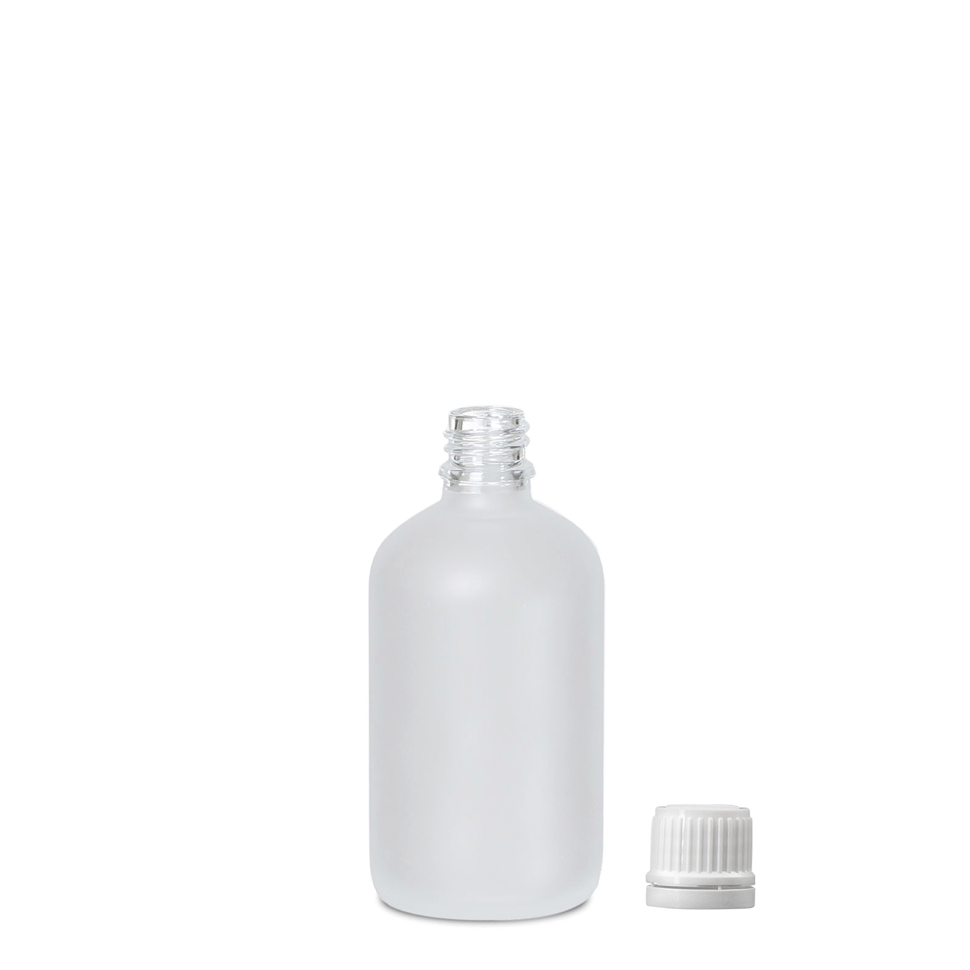 100 ml medical bottle, glass, frosted, opening: DIN 18