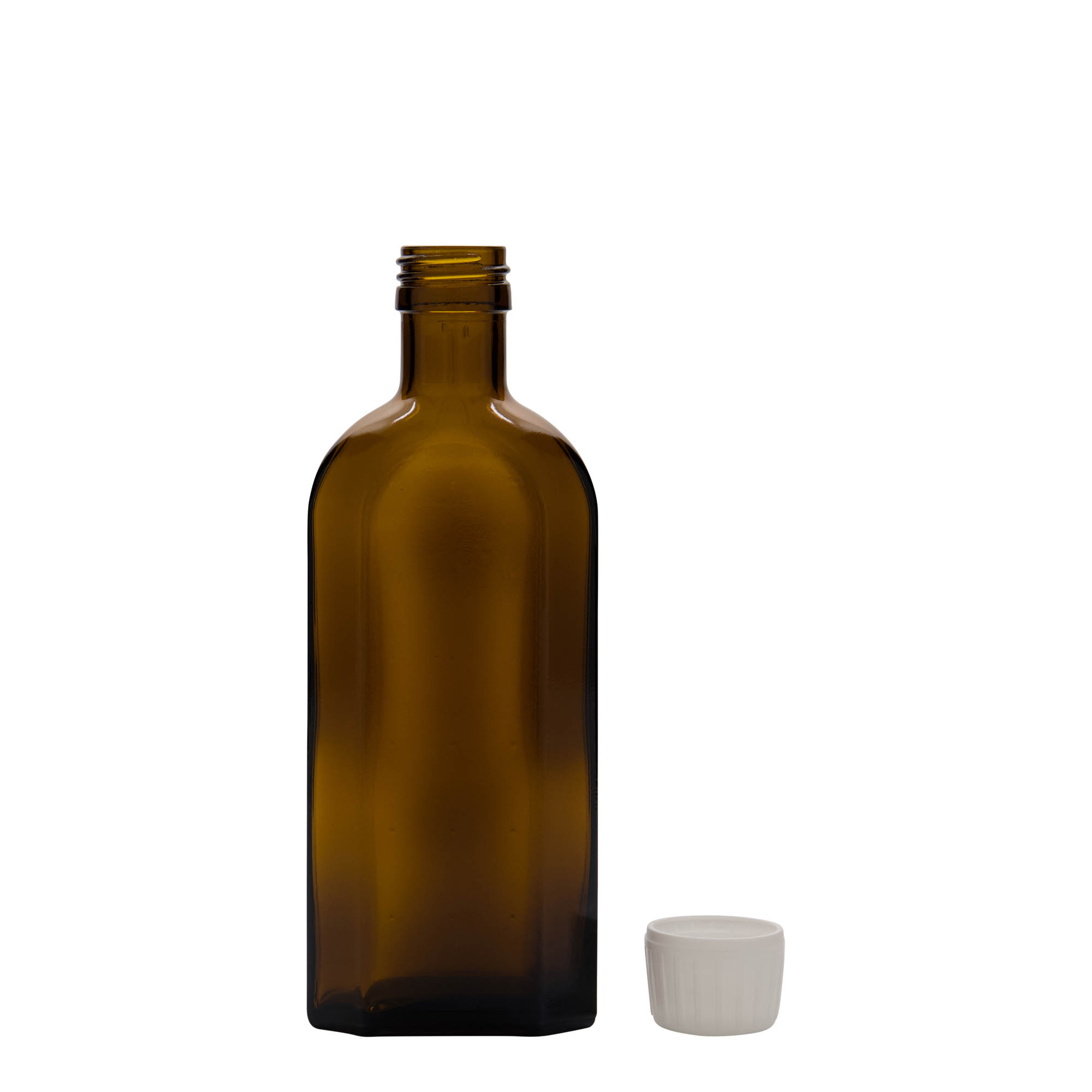 250 ml medical bottle Meplat, oval, glass, brown, opening: PP 28 250 ml medical bottle Meplat, oval, glass, brown, opening: PP 28