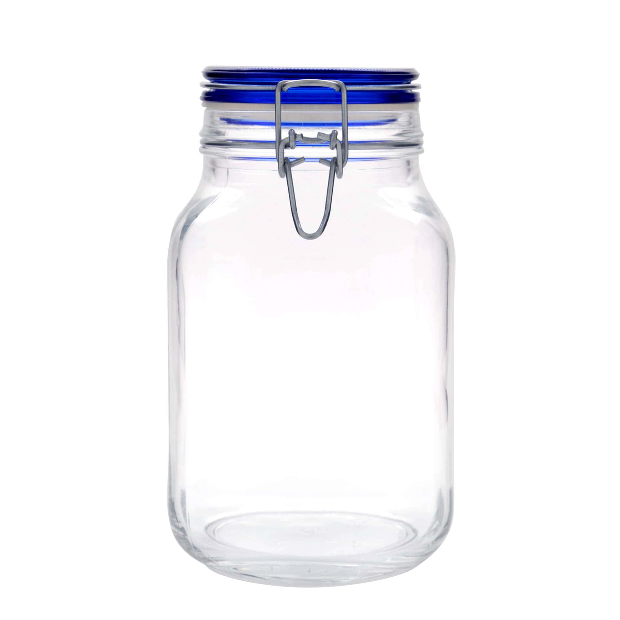 2,000 ml wire bail jar 'Fido' Blue Top, square, opening: wire bail closure