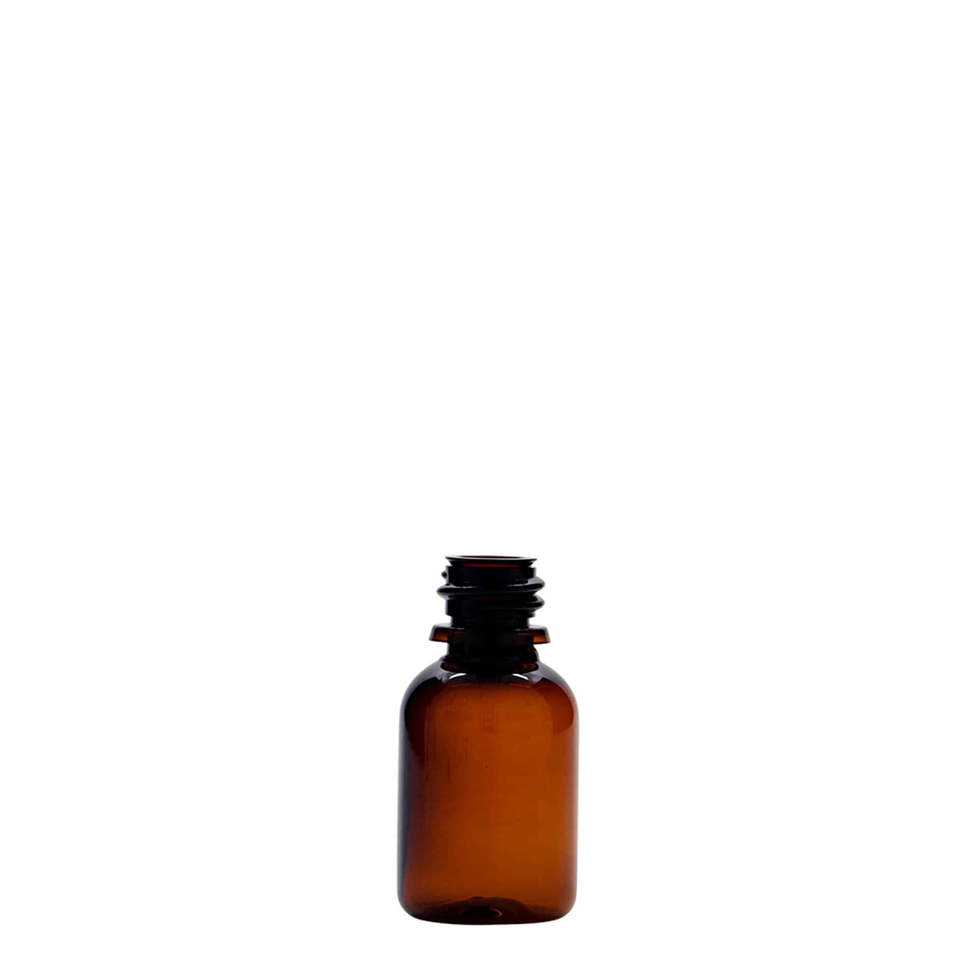 20 ml PET medical bottle ‘Easy Living’, brown, plastic, opening: DIN 18