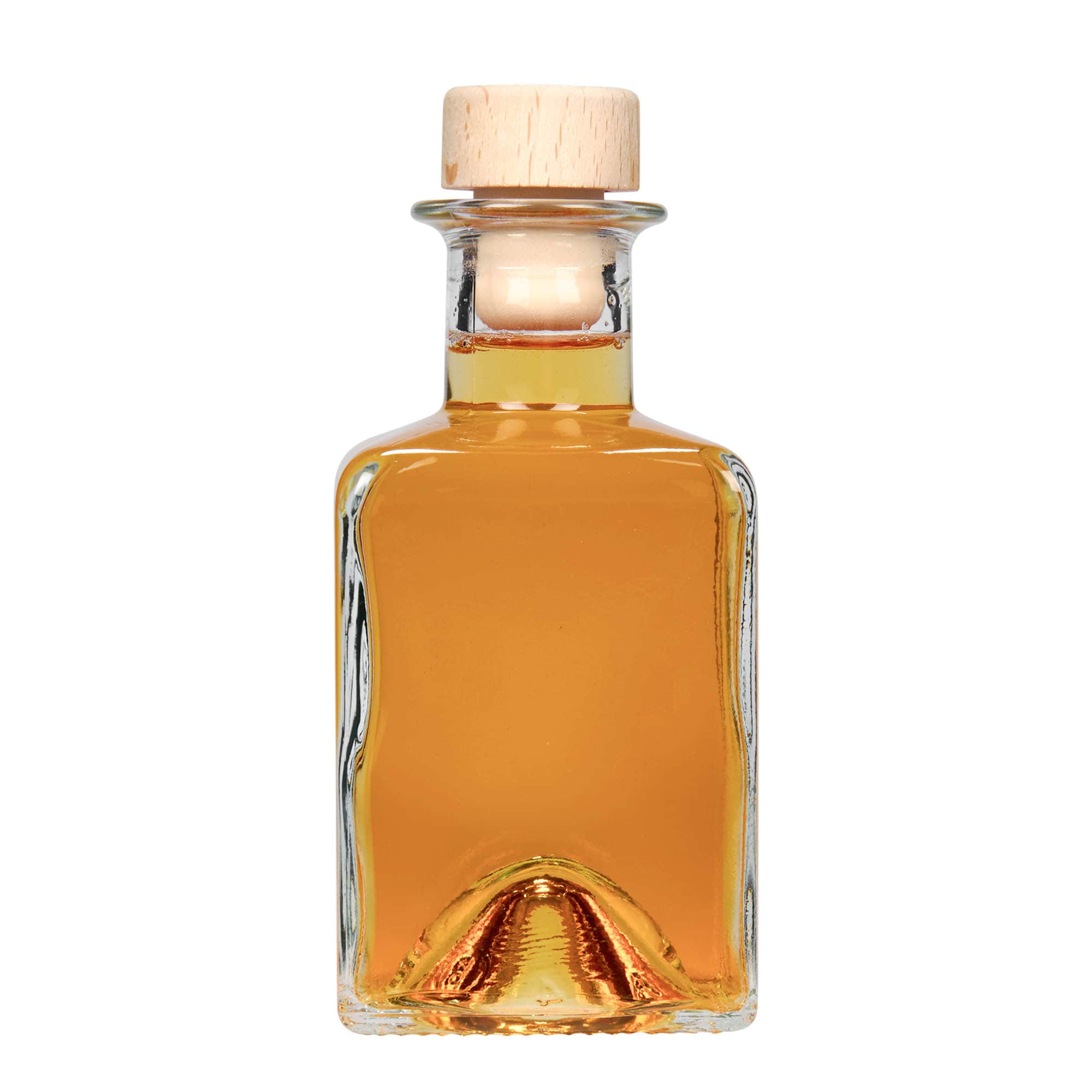 200 ml glass bottle 'Kubica', square, opening: cork