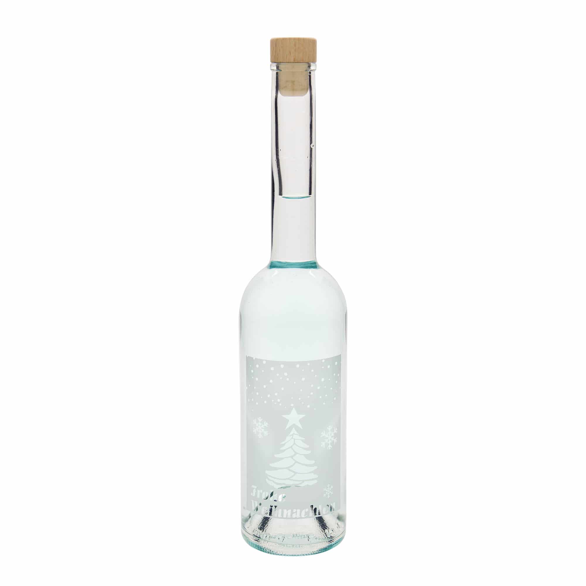 500 ml glass bottle 'Opera', design: White Christmas, opening: cork