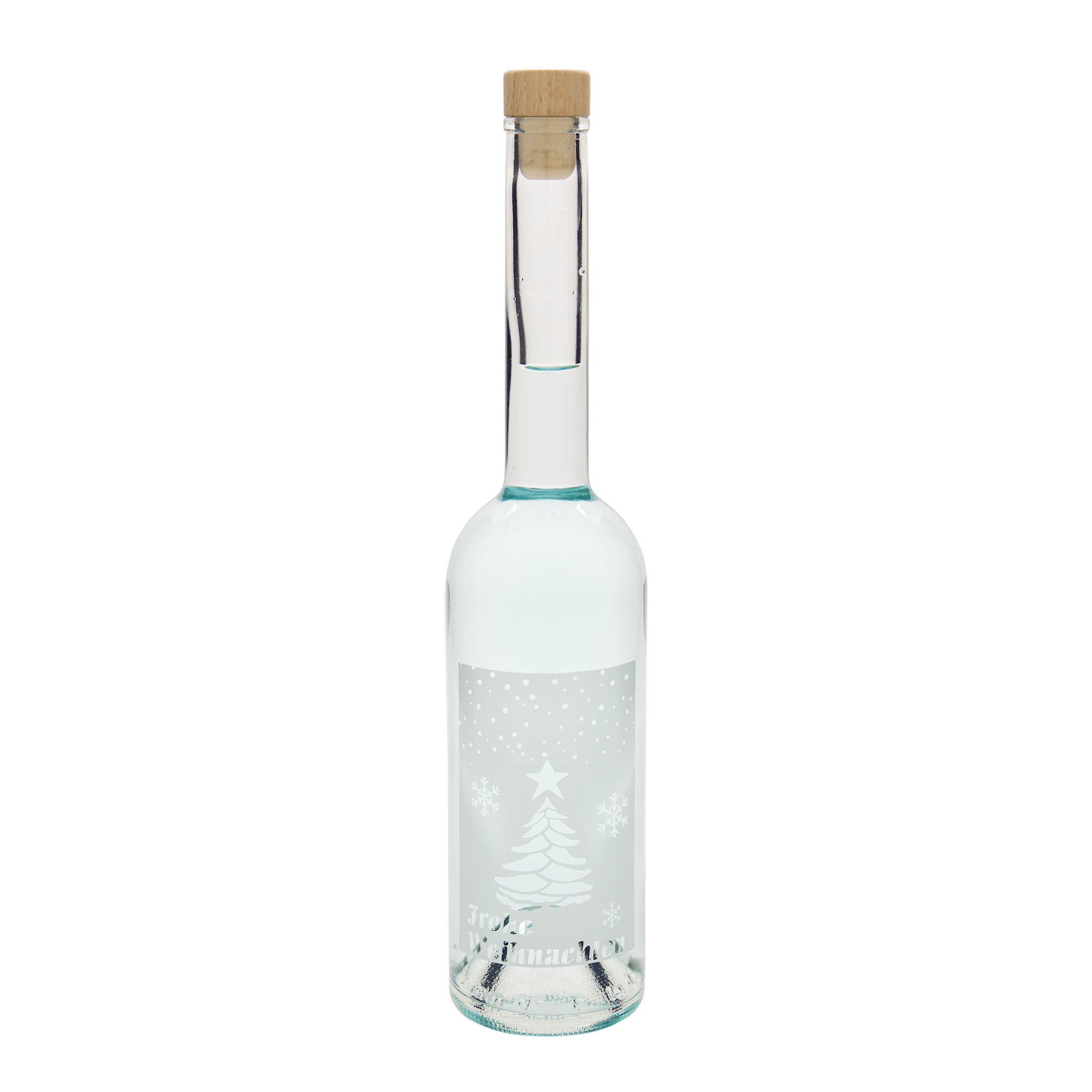 500 ml glass bottle ‘Opera’, design: White Christmas, opening: cork