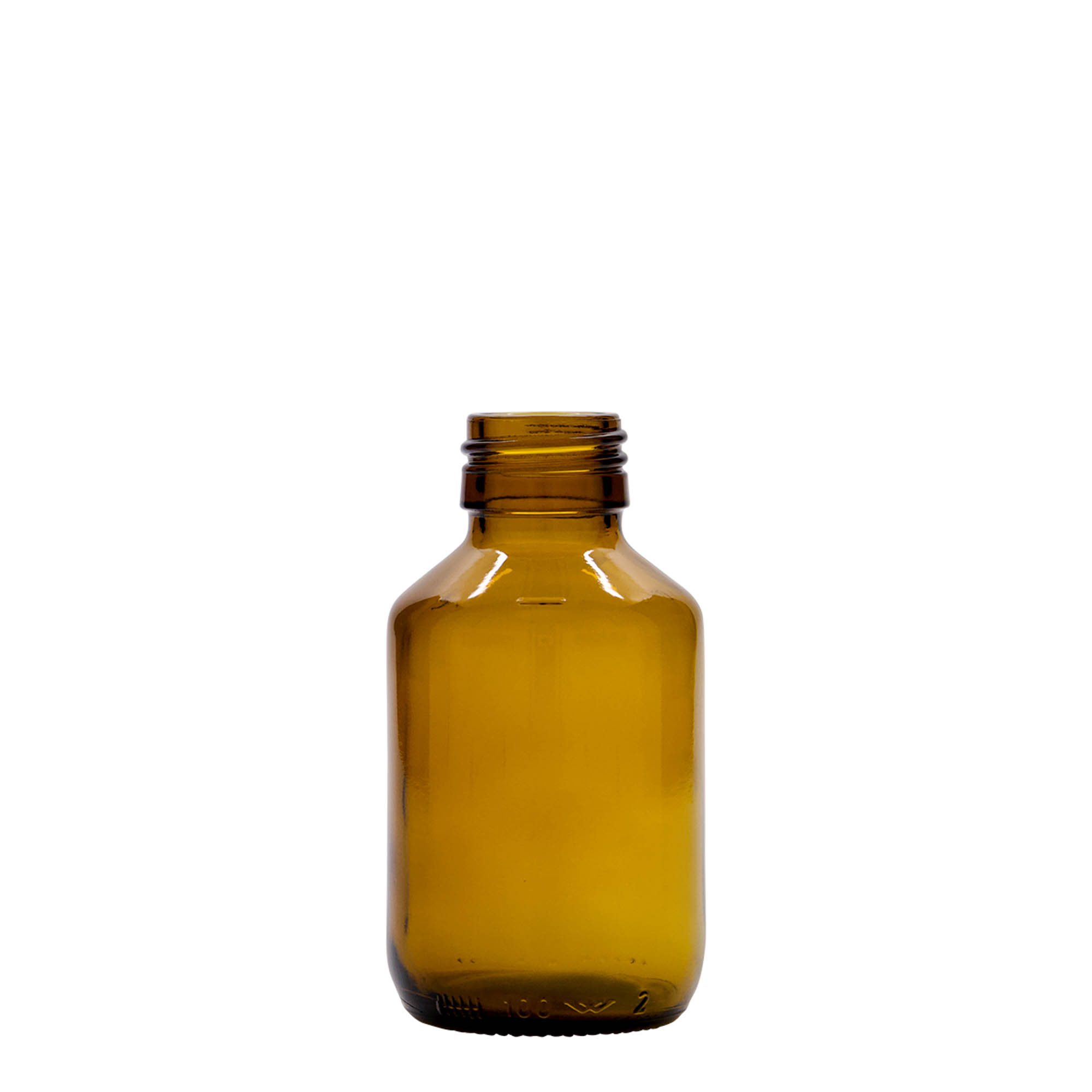 100 ml medical bottle, brown, glass, opening: PP 28 100 ml medical bottle, brown, glass, opening: PP 28