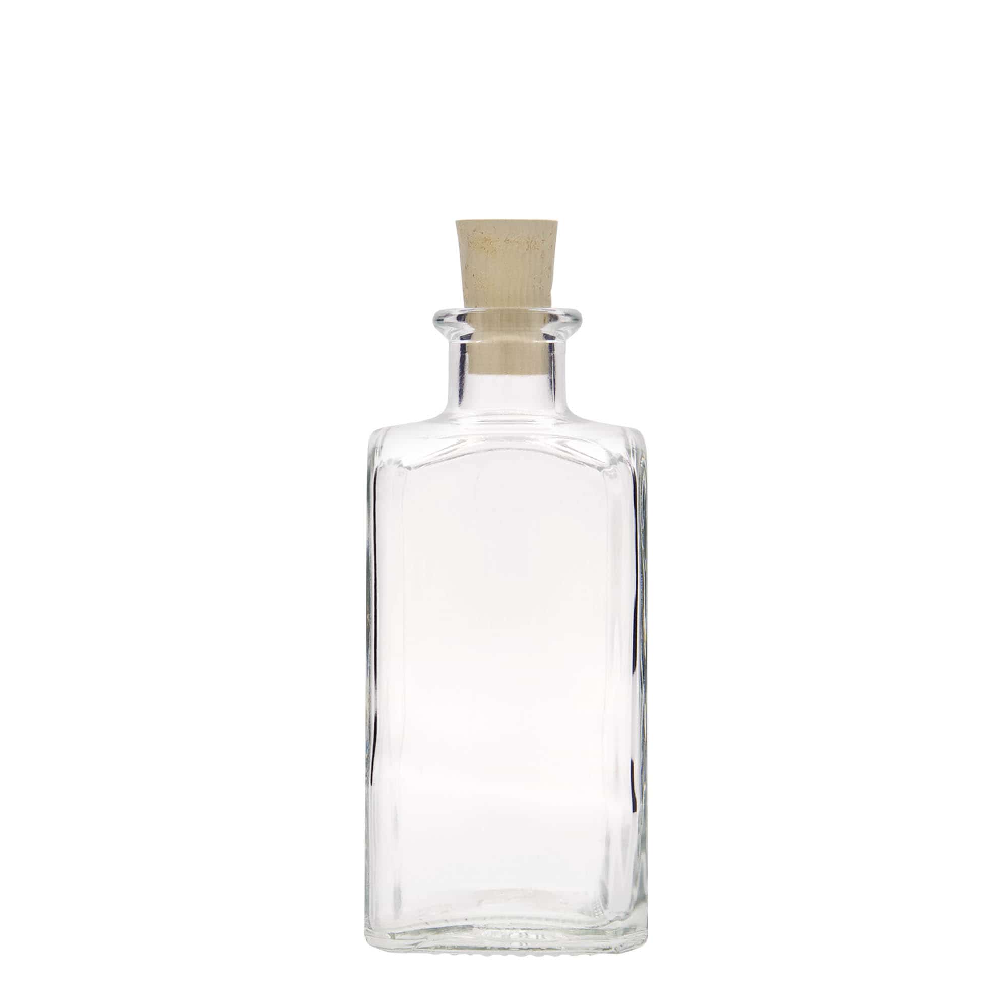 250 ml glass bottle Apothecary Carré, square, opening: cork