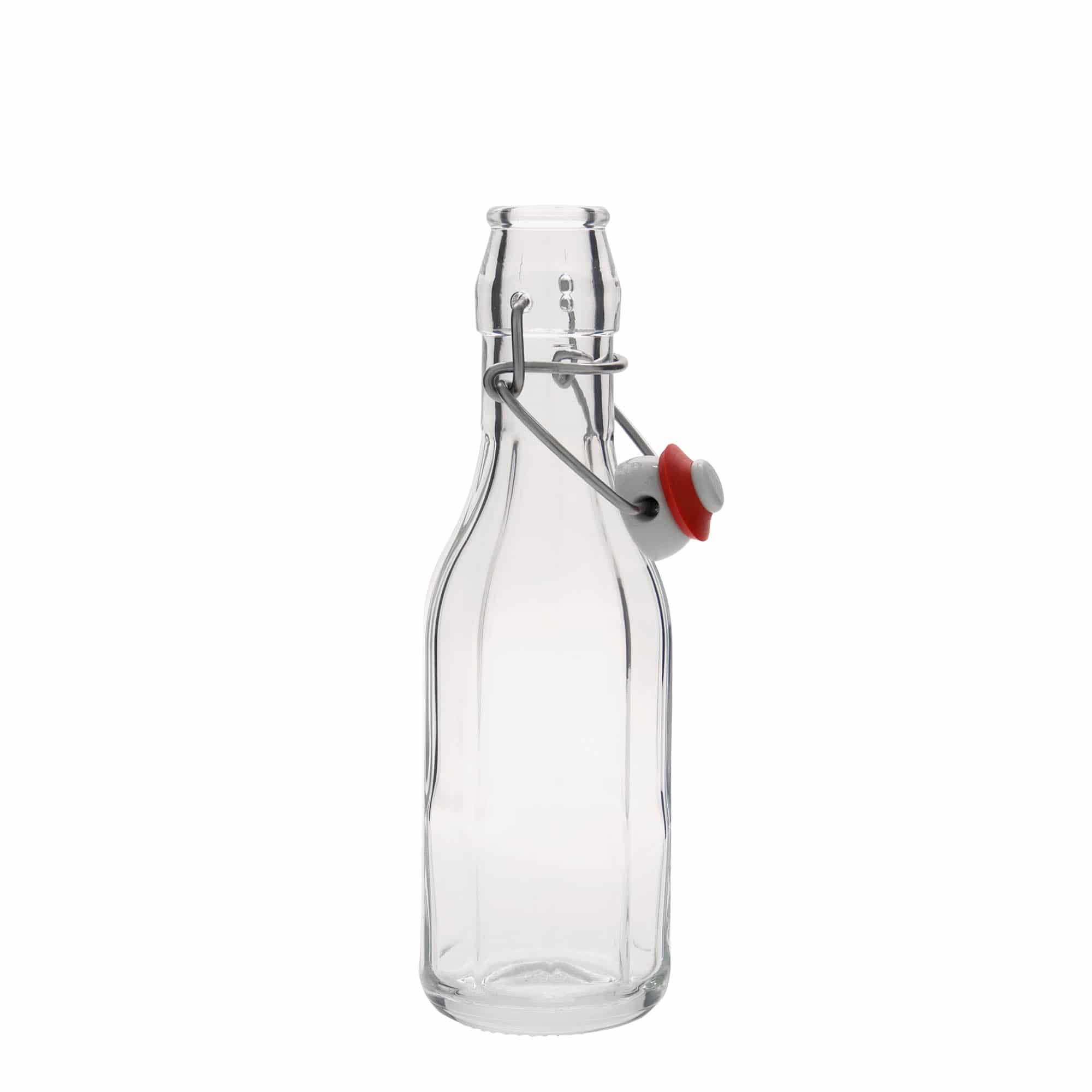 250 ml glass bottle 'Bravo', decagonal, opening: swing top closure