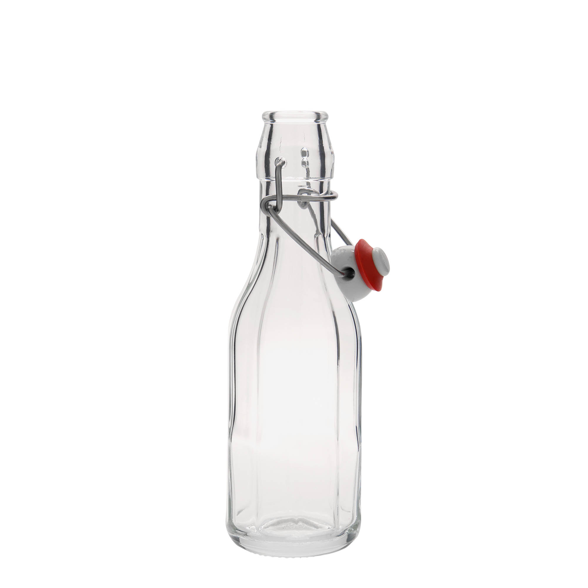250 ml glass bottle 'Bravo', decagonal, opening: swing top closure