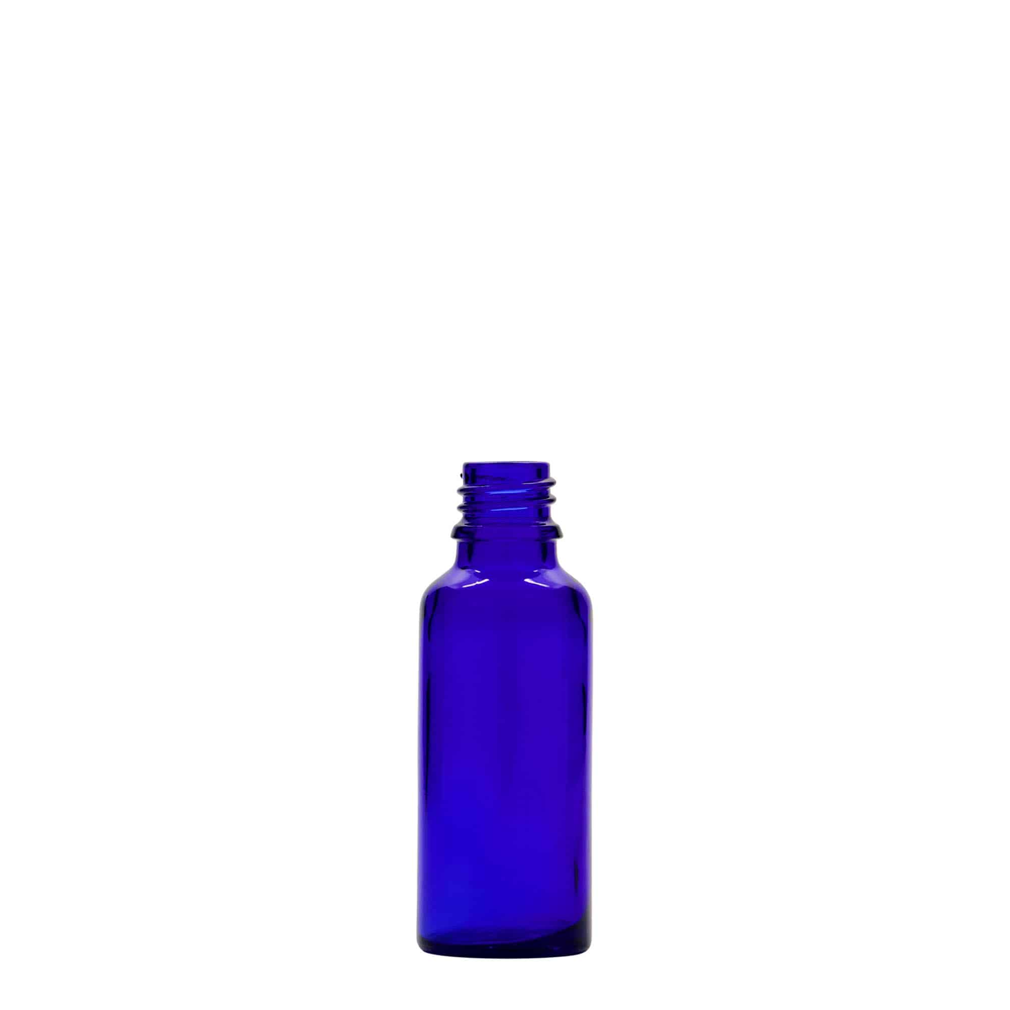 30 ml medicine bottle, glass, royal blue, opening: DIN 18 30 ml medicine bottle, glass, royal blue, opening: DIN 18