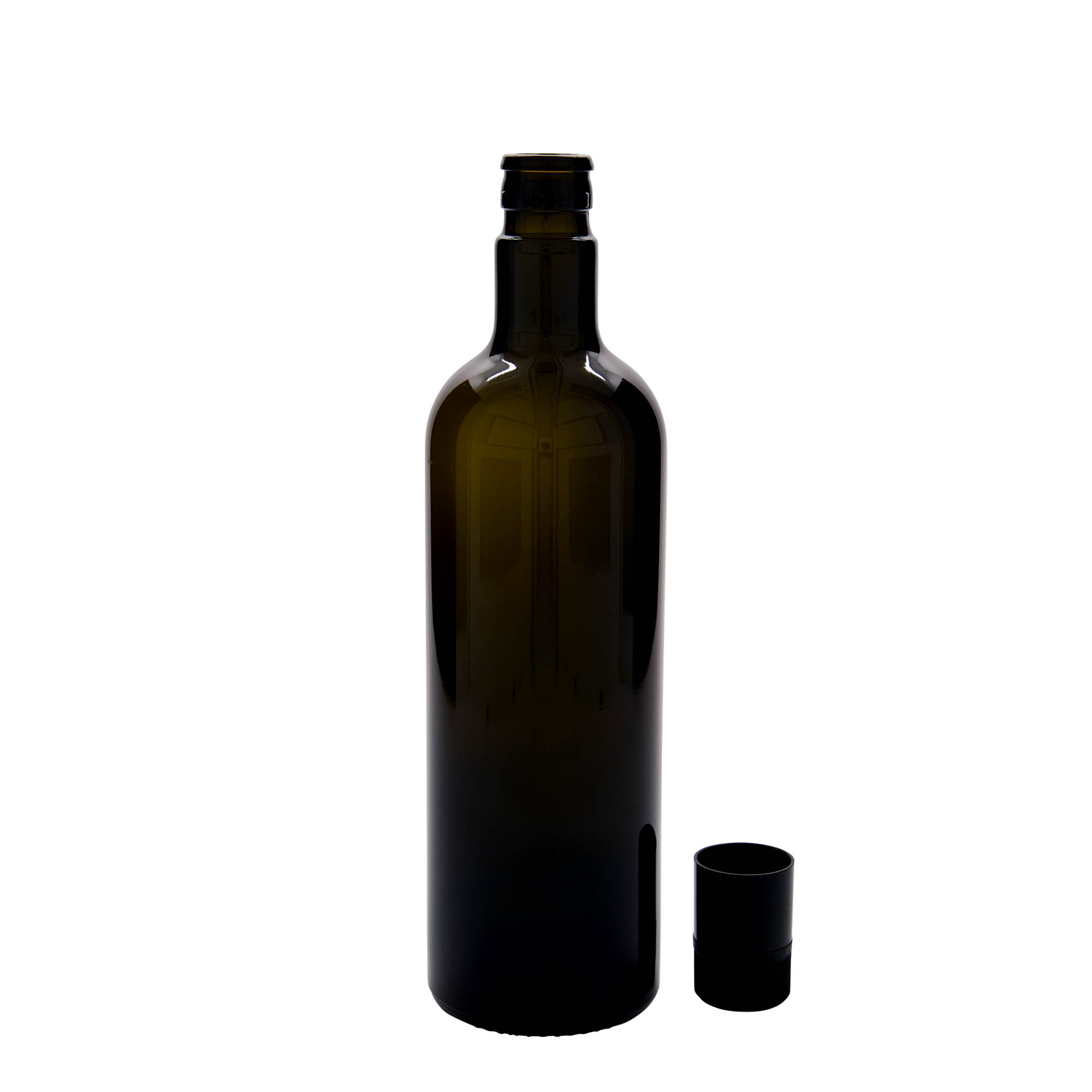 750 ml vinegar/oil bottle 'Willy New', glass, antique green, opening: DOP