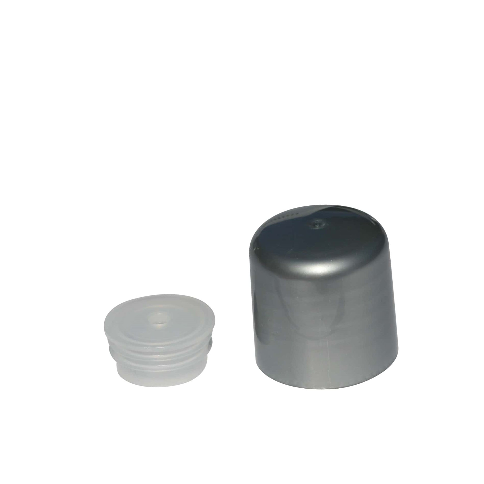 Screw cap with spray insert, PP plastic, silver, for opening: GPI 24/410