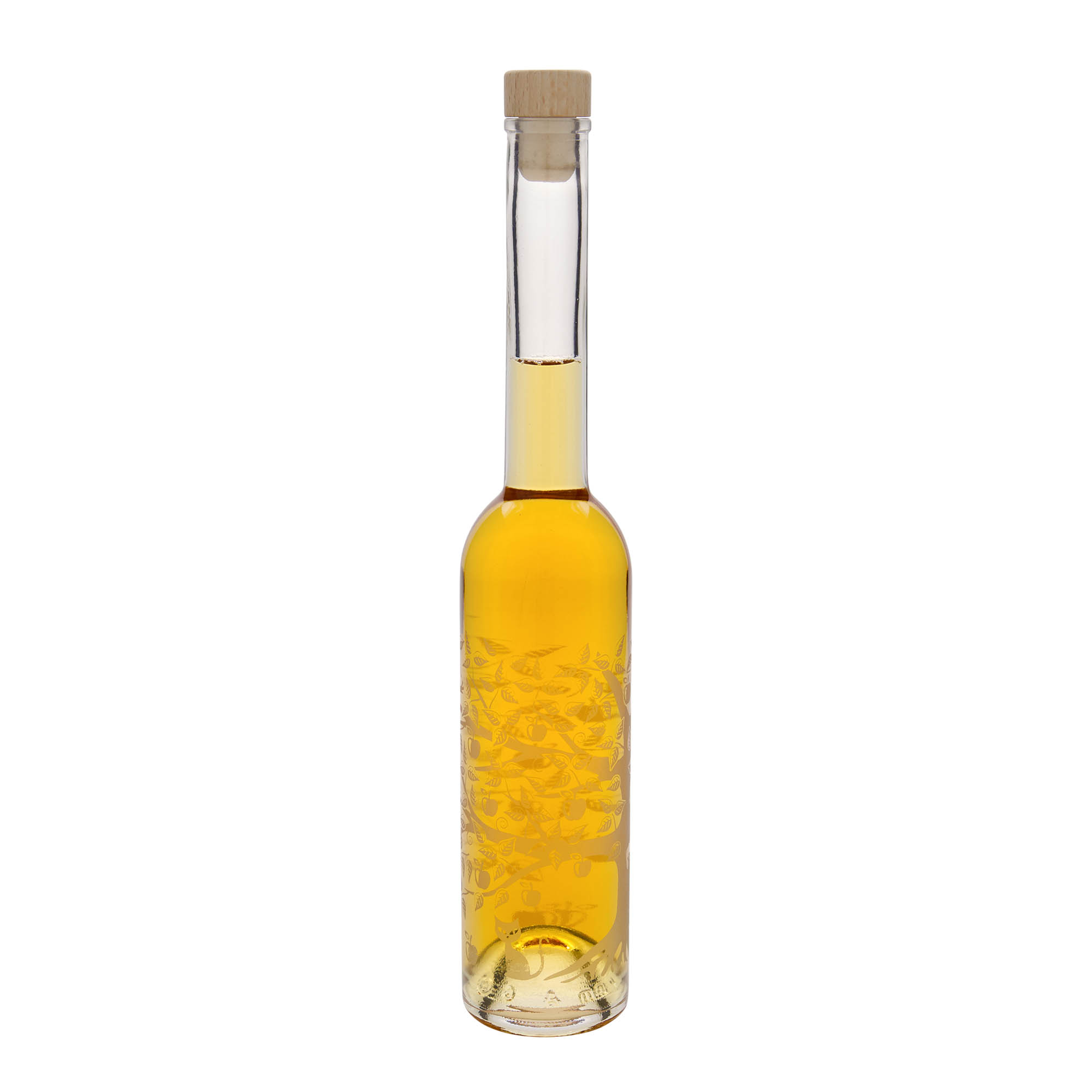 350 ml glass bottle 'Opera', motif: apple tree, opening: cork 350 ml glass bottle 'Opera', motif: apple tree, opening: cork