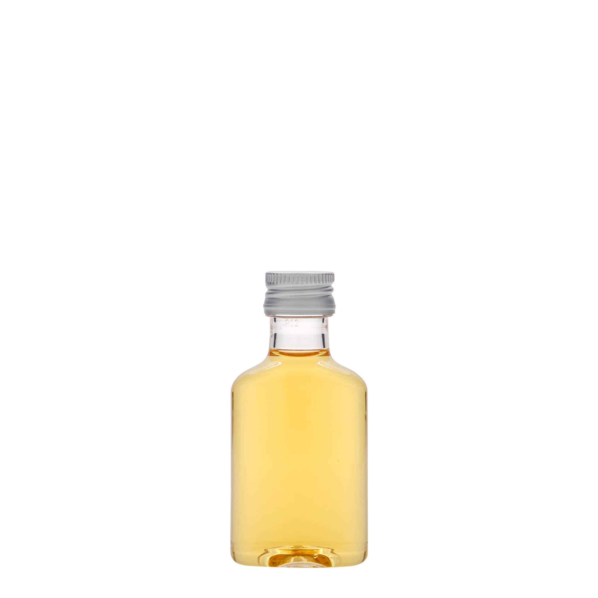 30 ml pocket flask bottle, oval, PET plastic, closure: PP 18