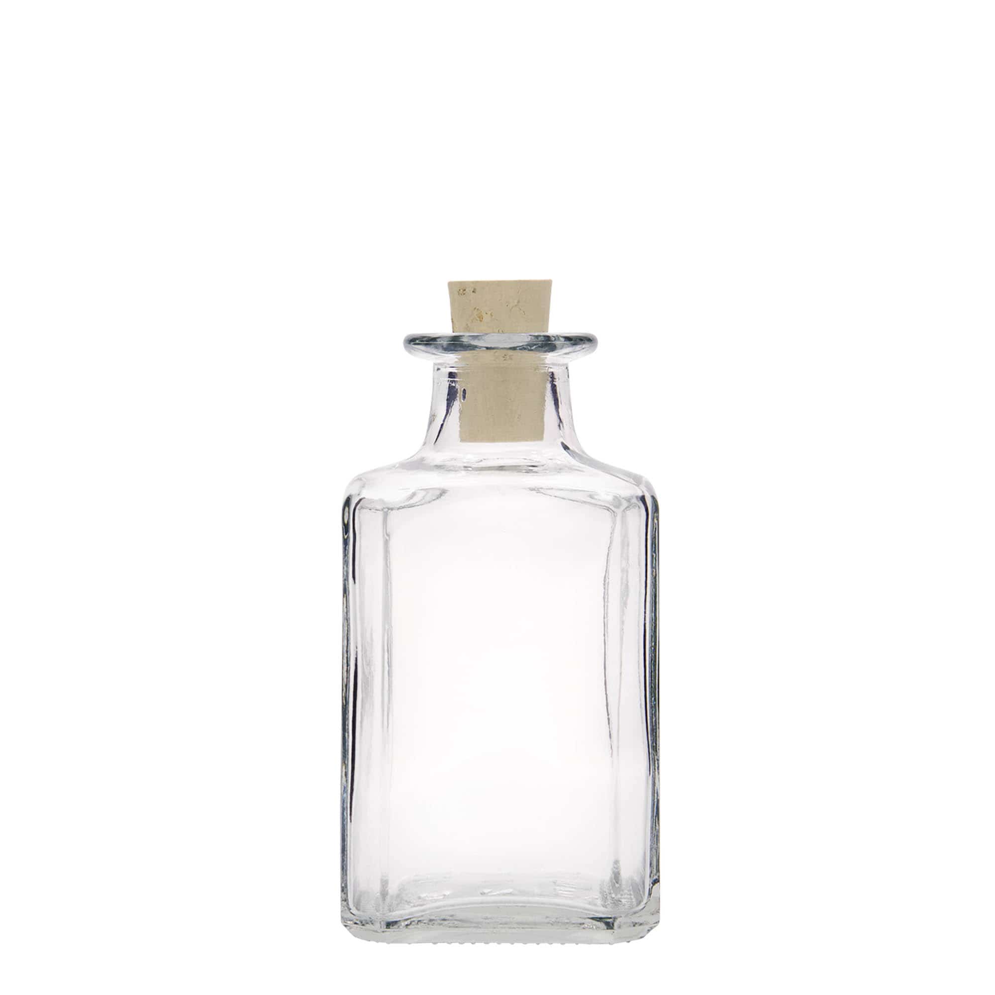 250 ml glass bottle 'Torben', square, opening: cork