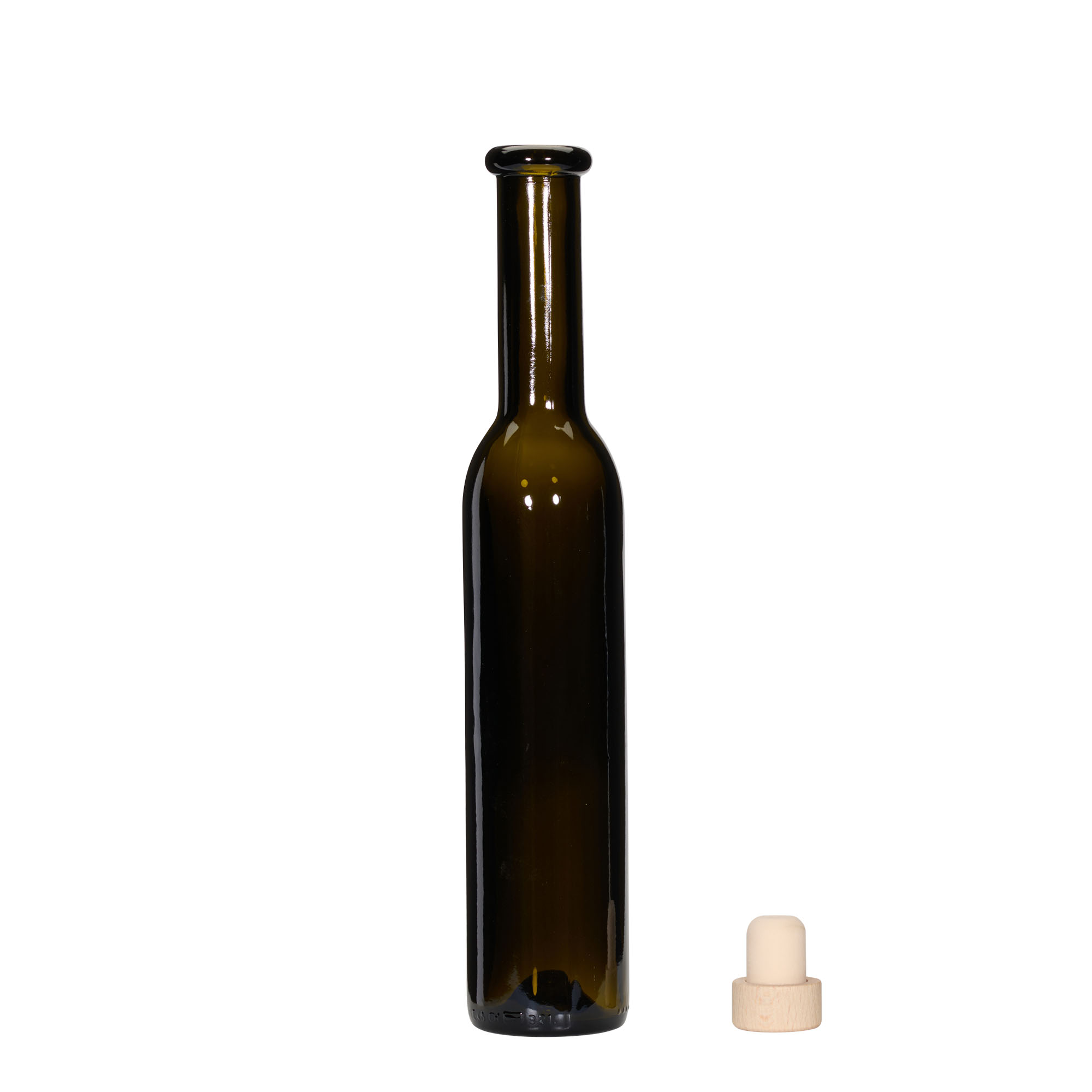 250 ml glass bottle 'Rocky', antique green, opening: cork