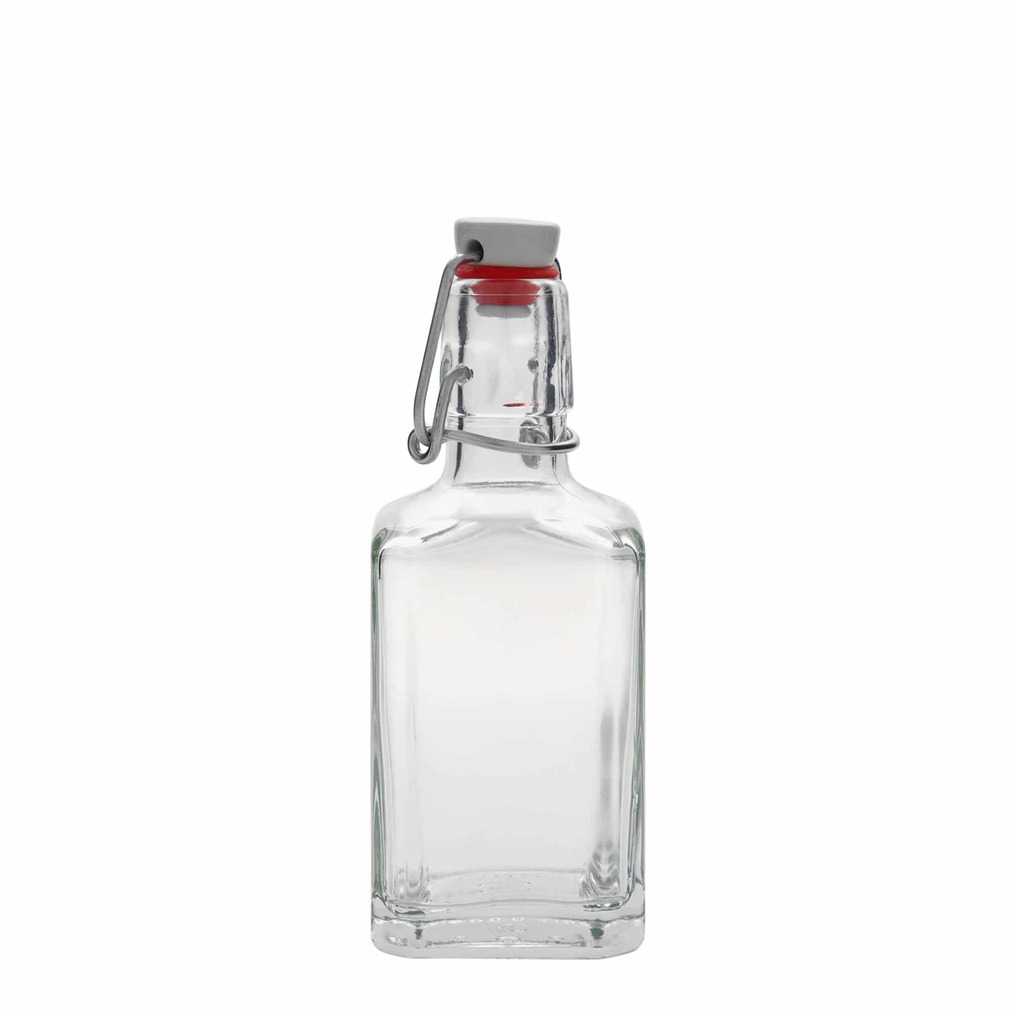 250 ml glass bottle ‘Rialto’, square, opening: swing top closure