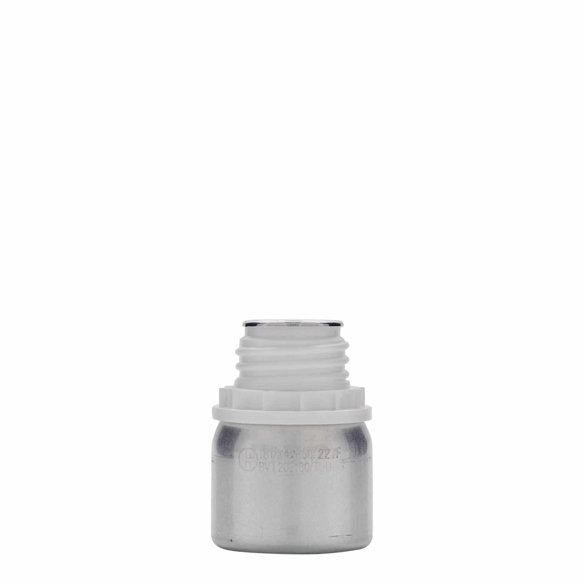 50 ml aluminium bottle, metal, silver, opening: DIN 32