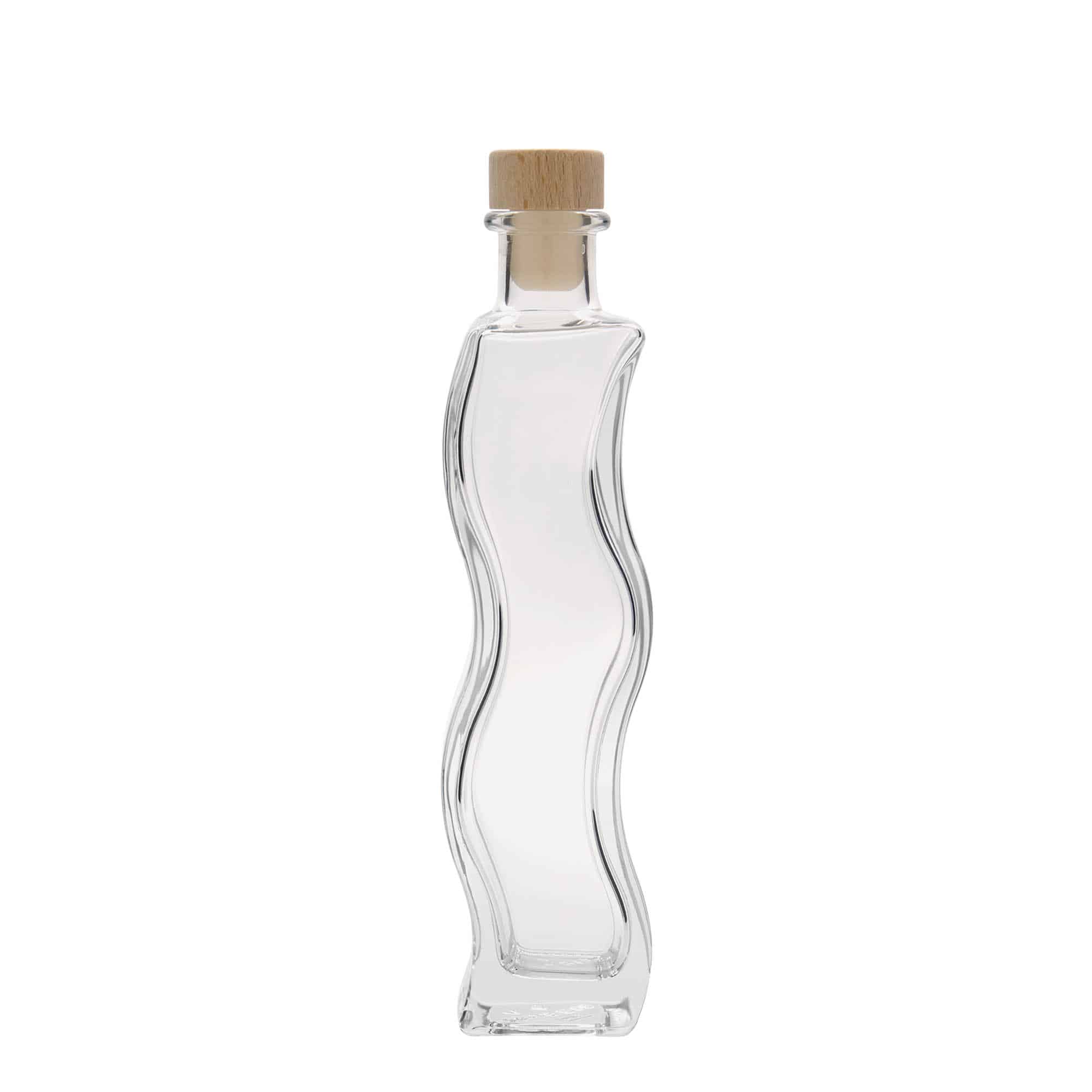 200 ml glass bottle 'Wave', square, closure: cork