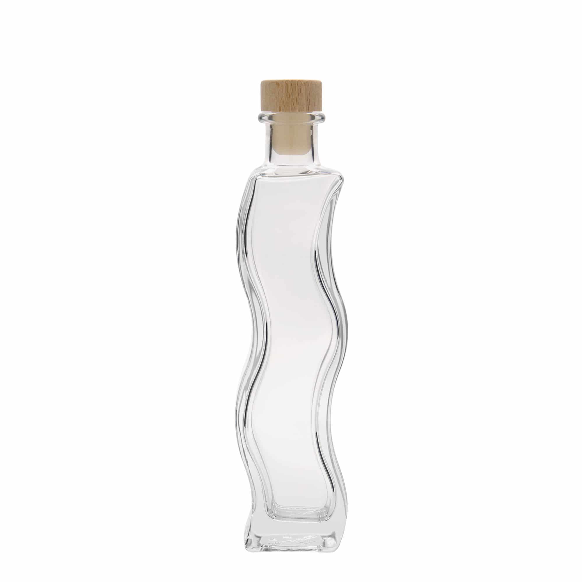 200 ml glass bottle 'Wave', square, opening: cork