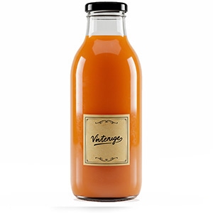 Wide-neck bottle filled with juice Wide-neck bottle filled with juice