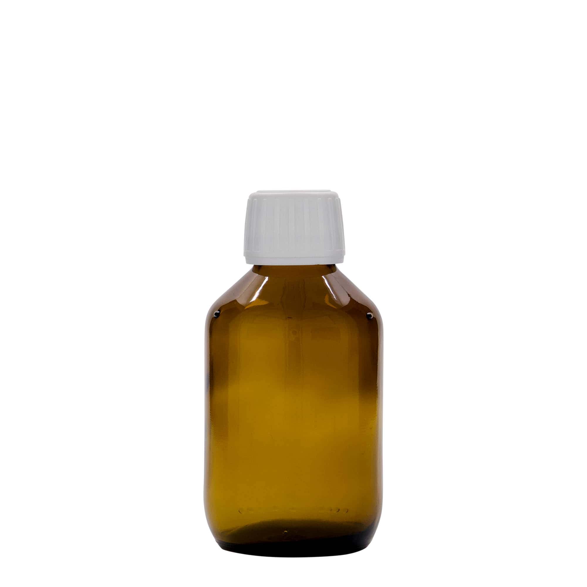 150 ml medical bottle, brown, glass, opening: PP 28