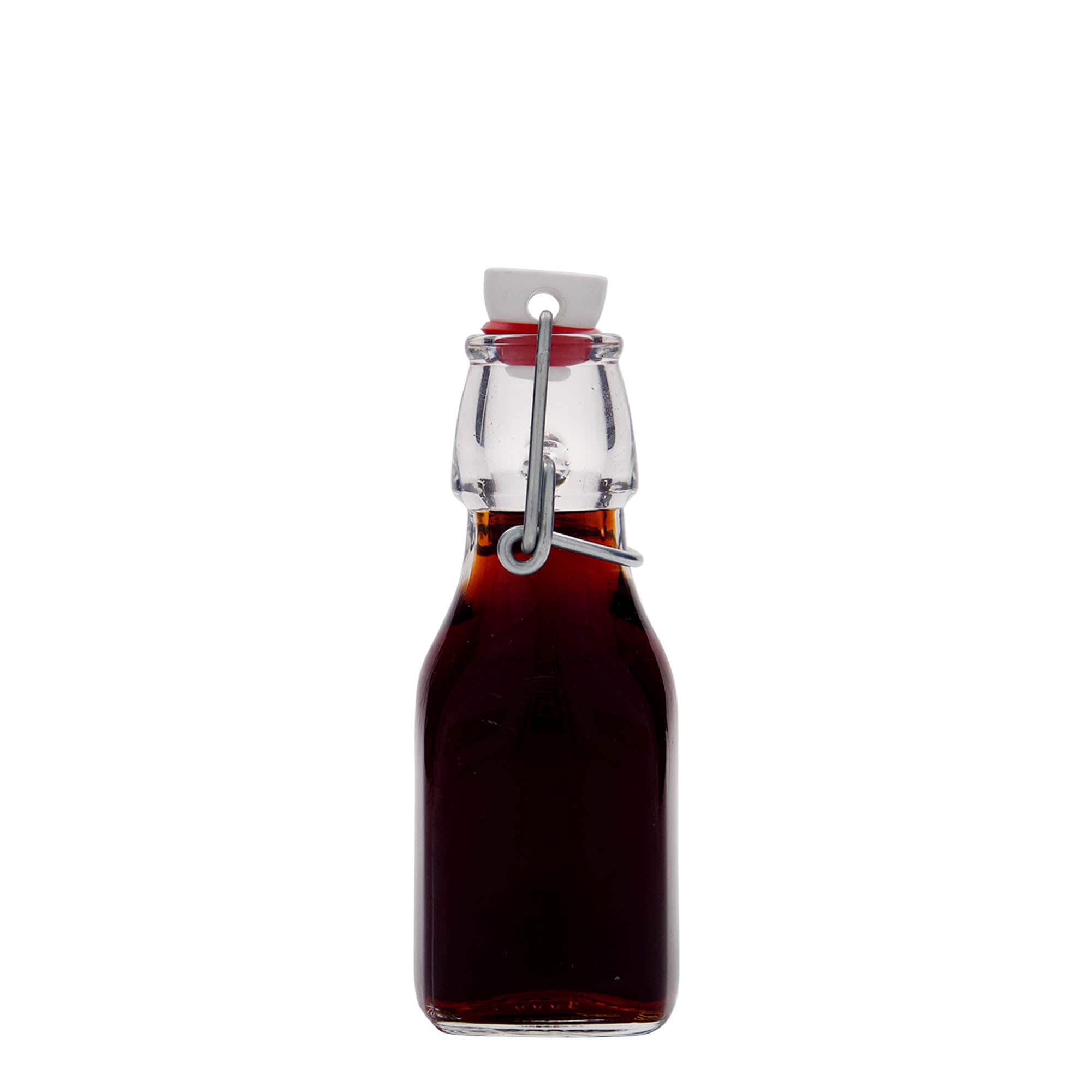 125 ml glass bottle ‘Swing’, square, opening: swing top closure