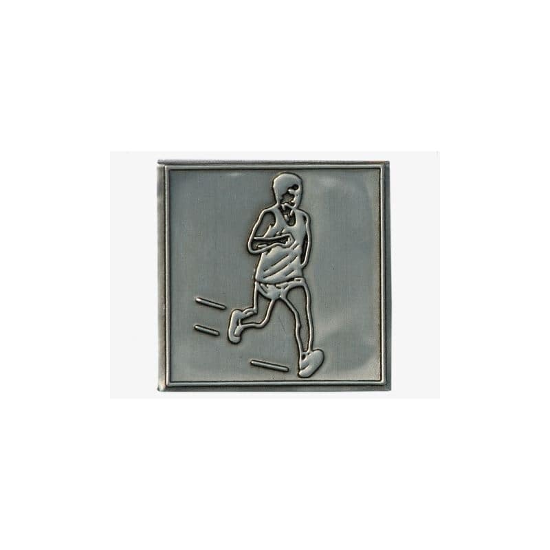 Pewter tag 'Jogger', square, metal, silver