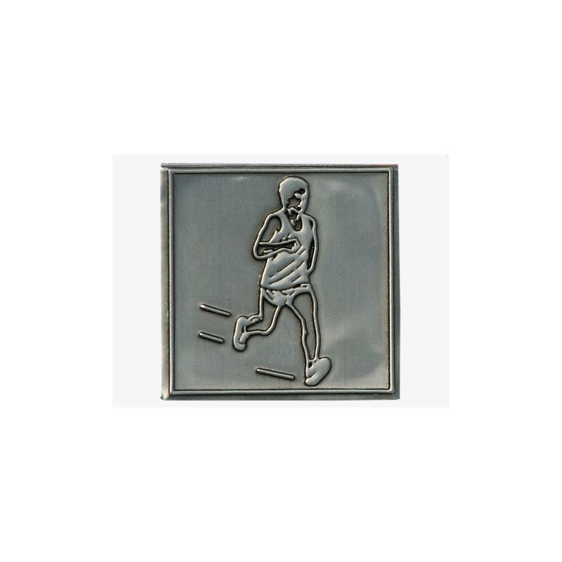 Tin label 'Jogger', square, metal, silver Tin label 'Jogger', square, metal, silver