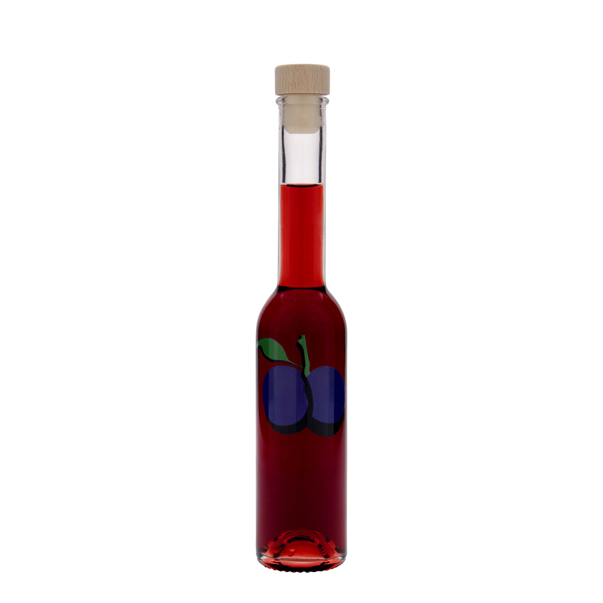 200 ml glass bottle 'Opera', design: plum, opening: cork 200 ml glass bottle 'Opera', design: plum, opening: cork