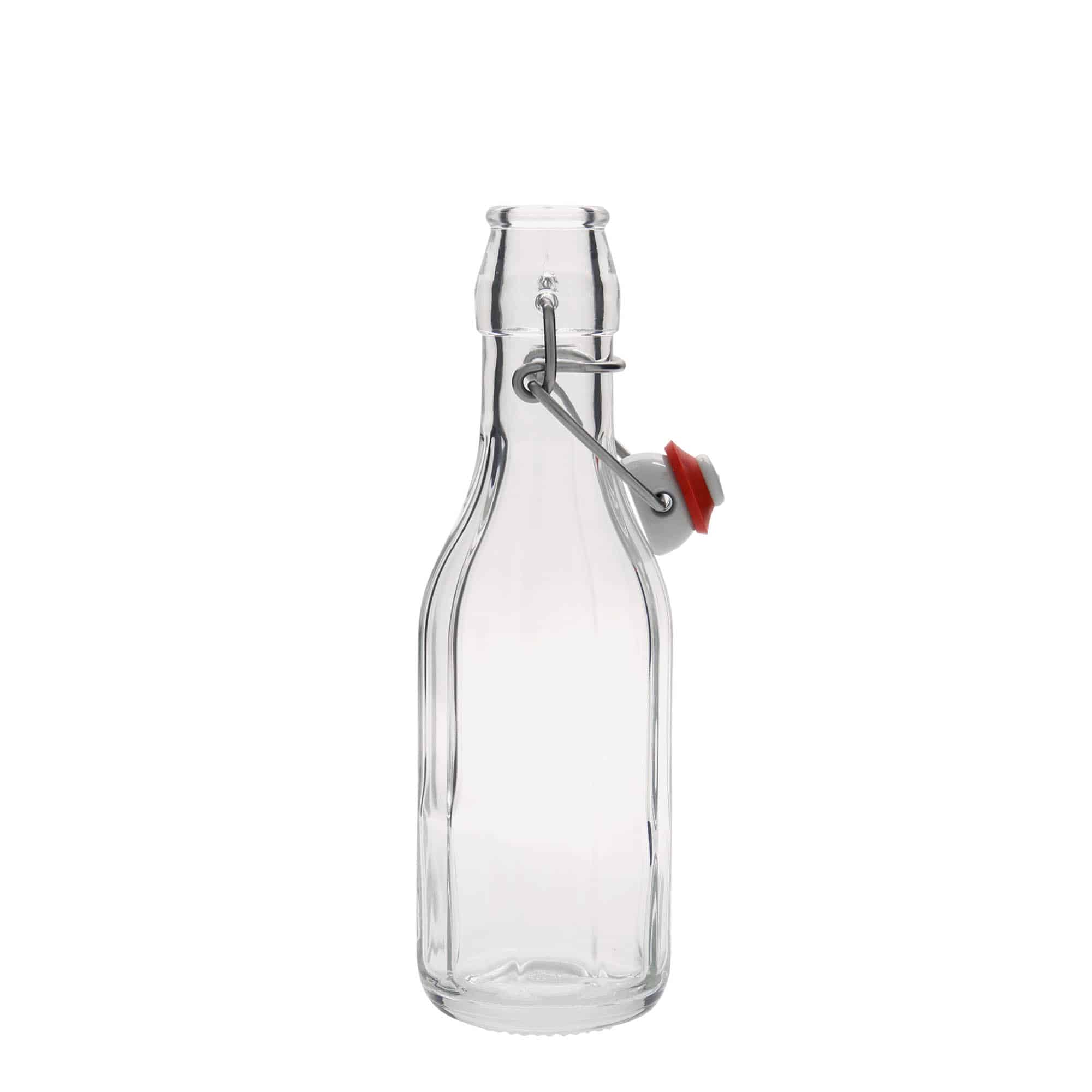 250 ml glass bottle 'Bravo', ten-sided, closure: swing top