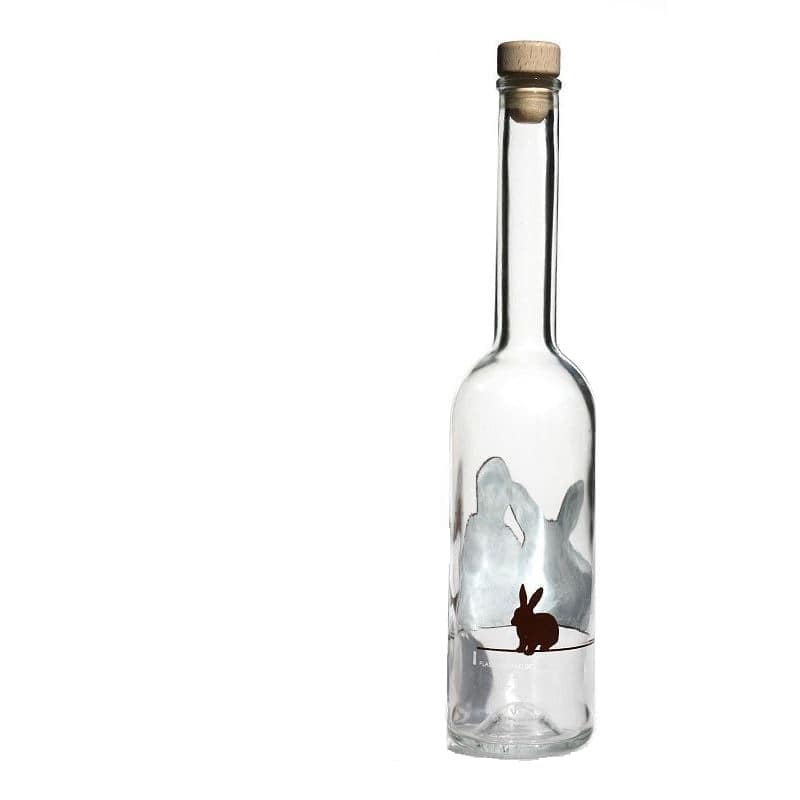 500 ml glass bottle 'Opera', design: rabbit, opening: cork
