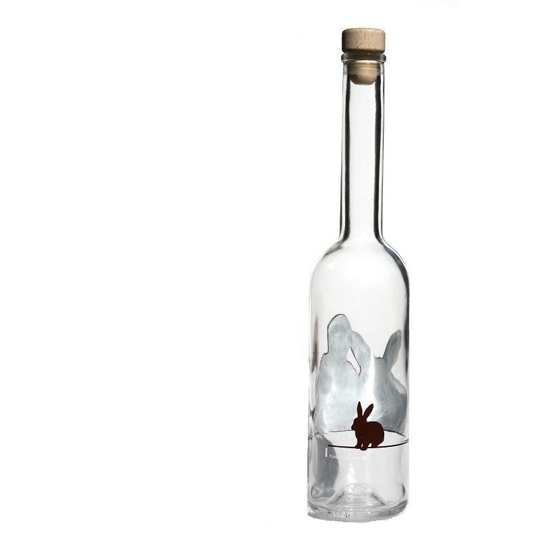 500 ml glass bottle ‘Opera’, design: rabbit, opening: cork