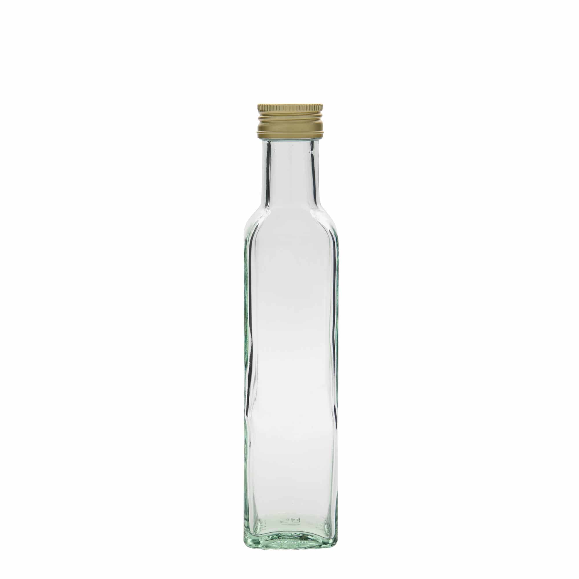 250 ml glass bottle 'Marasca', square, opening: PP 31.5