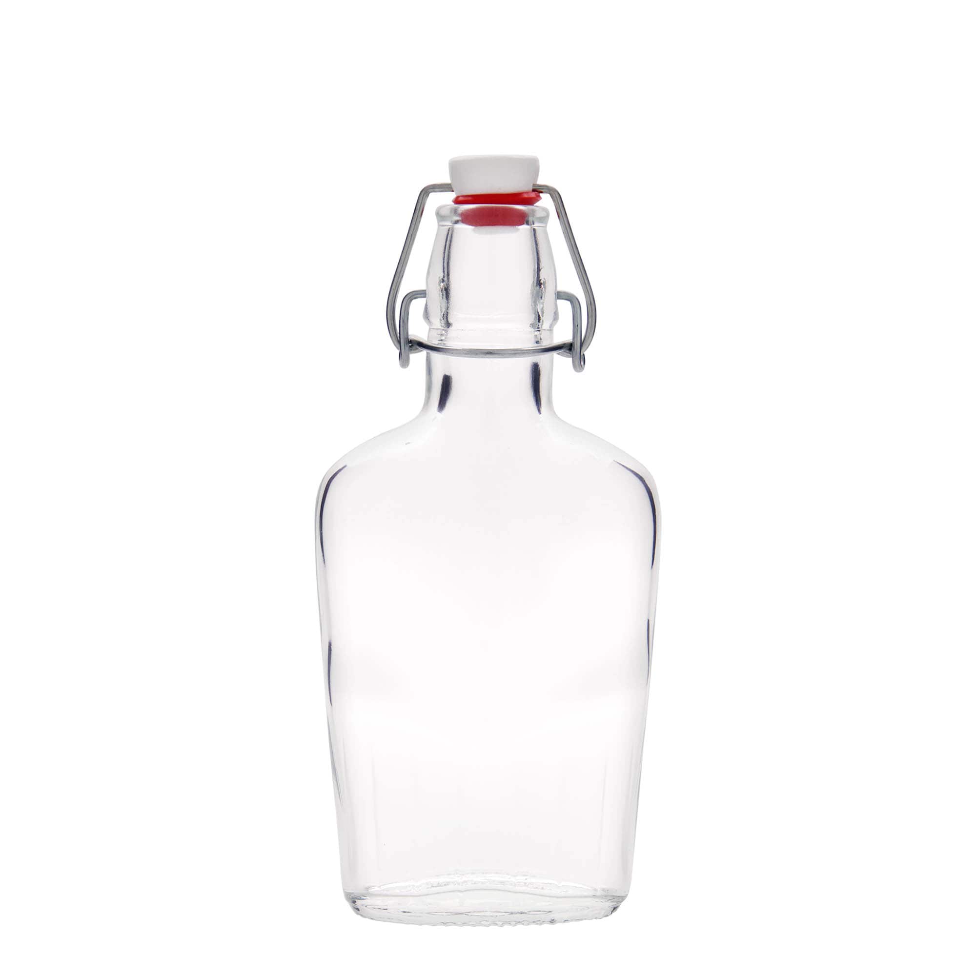 250 ml glass bottle ‘Fiaschetta’, oval, mouth: swing top closure