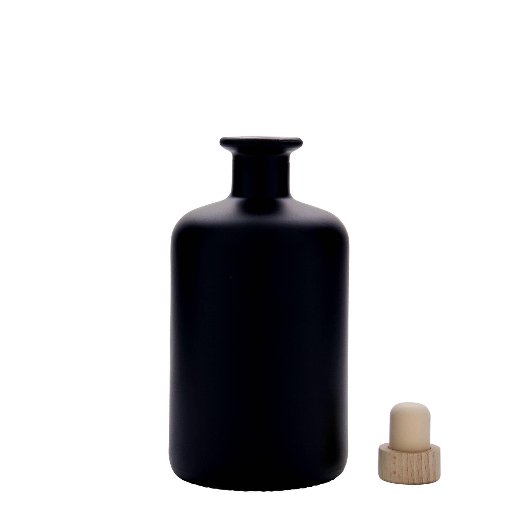500 ml glass apothecary bottle, black, closure: cork