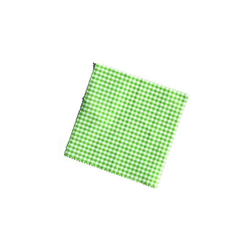 Checked fabric jar cover 12x12, square, textile, lime green, for opening: TO38-TO53