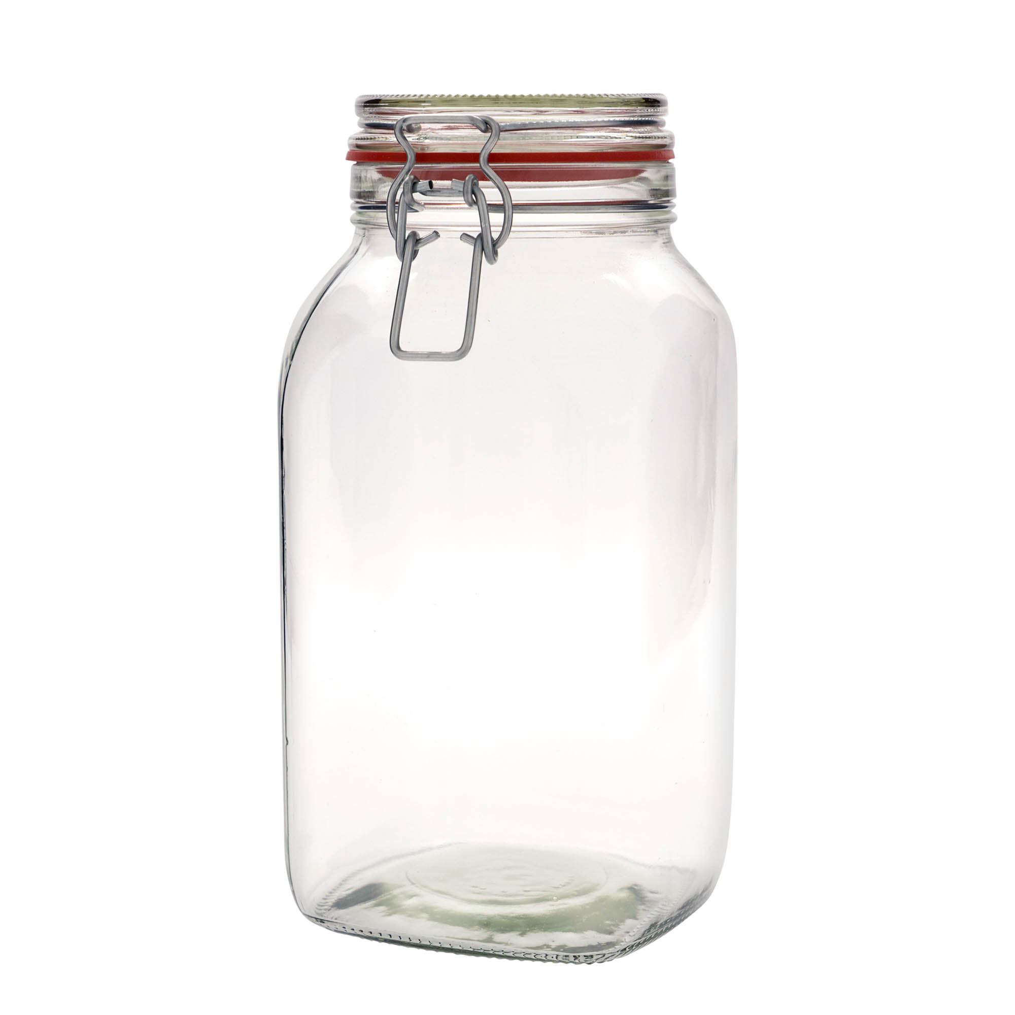 2,590 ml wire bail jar, square, opening: wire bail closure