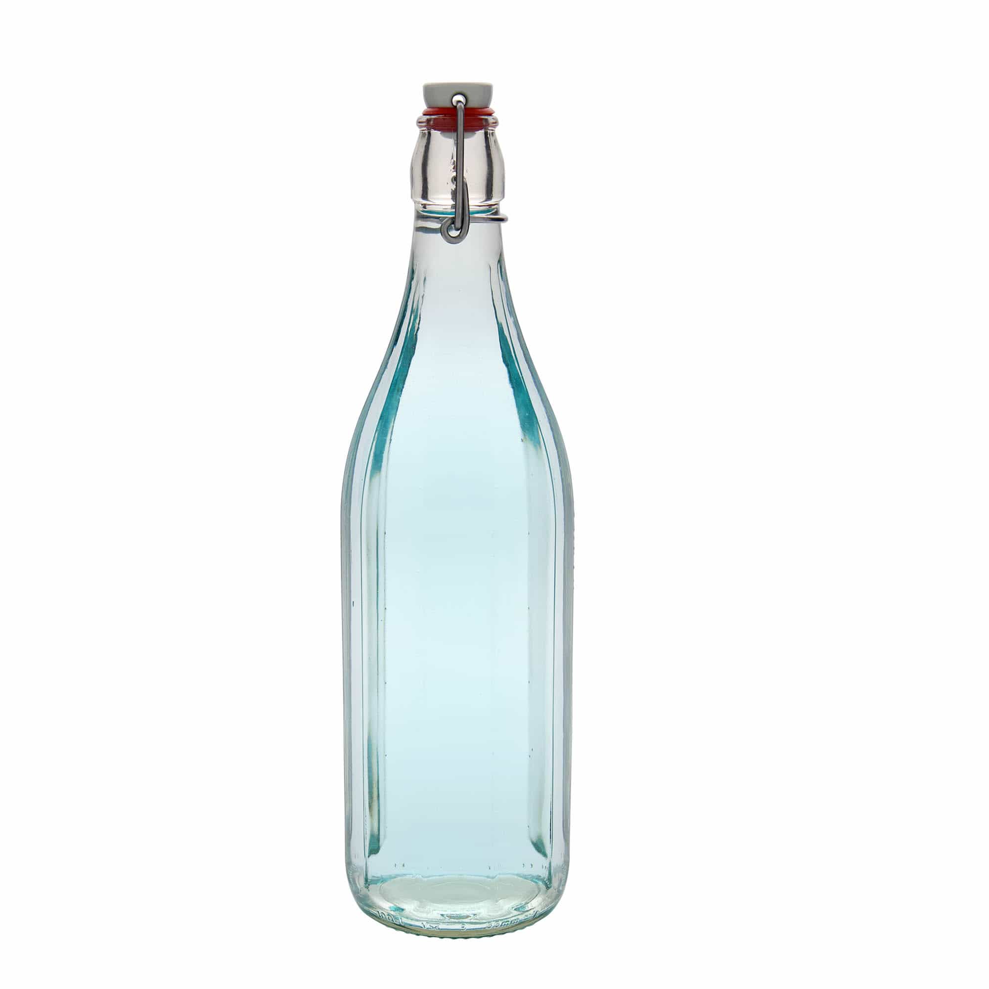 1,000 ml glass bottle ‘Bravo’, decagonal, opening: swing top closure
