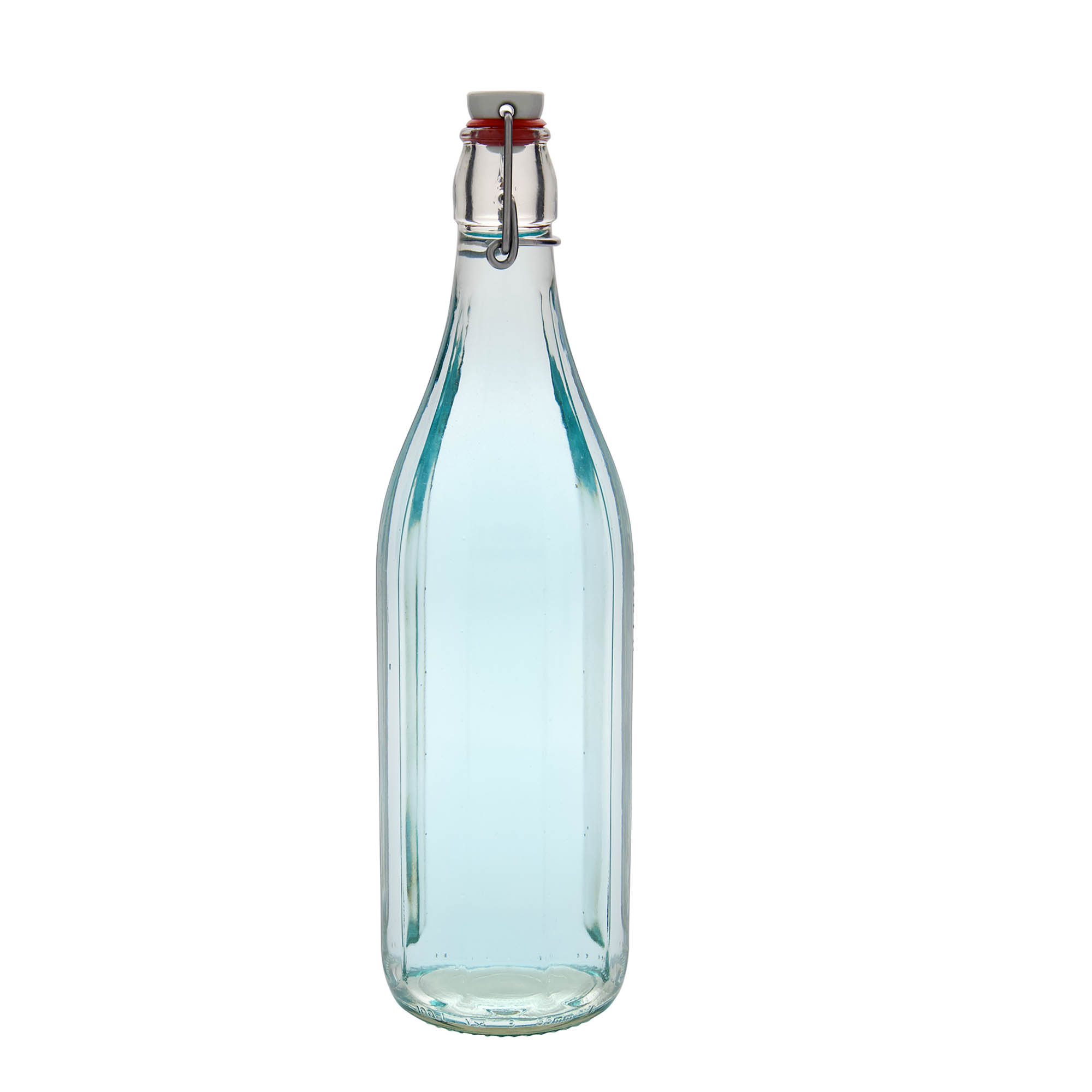 1,000 ml glass bottle ‘Bravo’, decagonal, opening: swing top closure