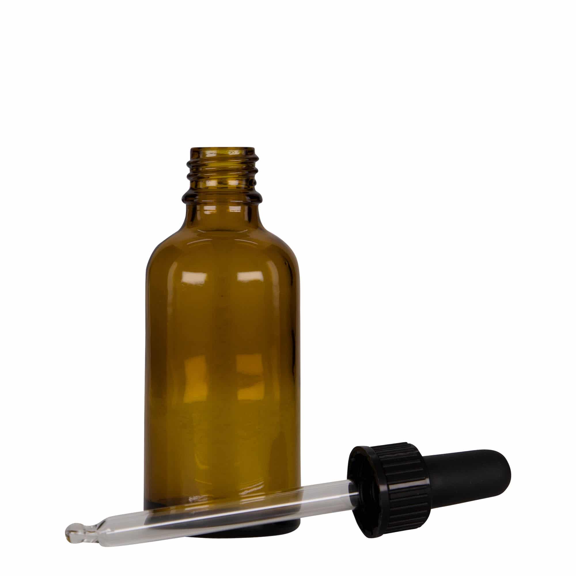 50 ml medicine pipette bottle, glass, brown/black, closure: DIN 18
