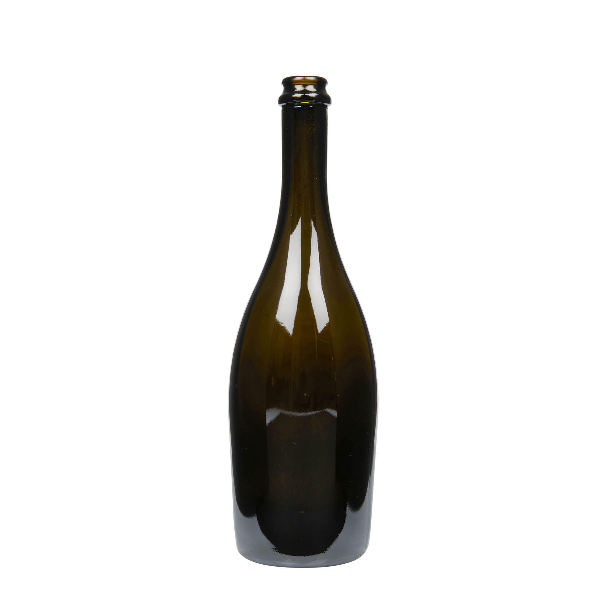 750 ml sparkling wine bottle 'Carmen', glass, antique green, opening: crown cap