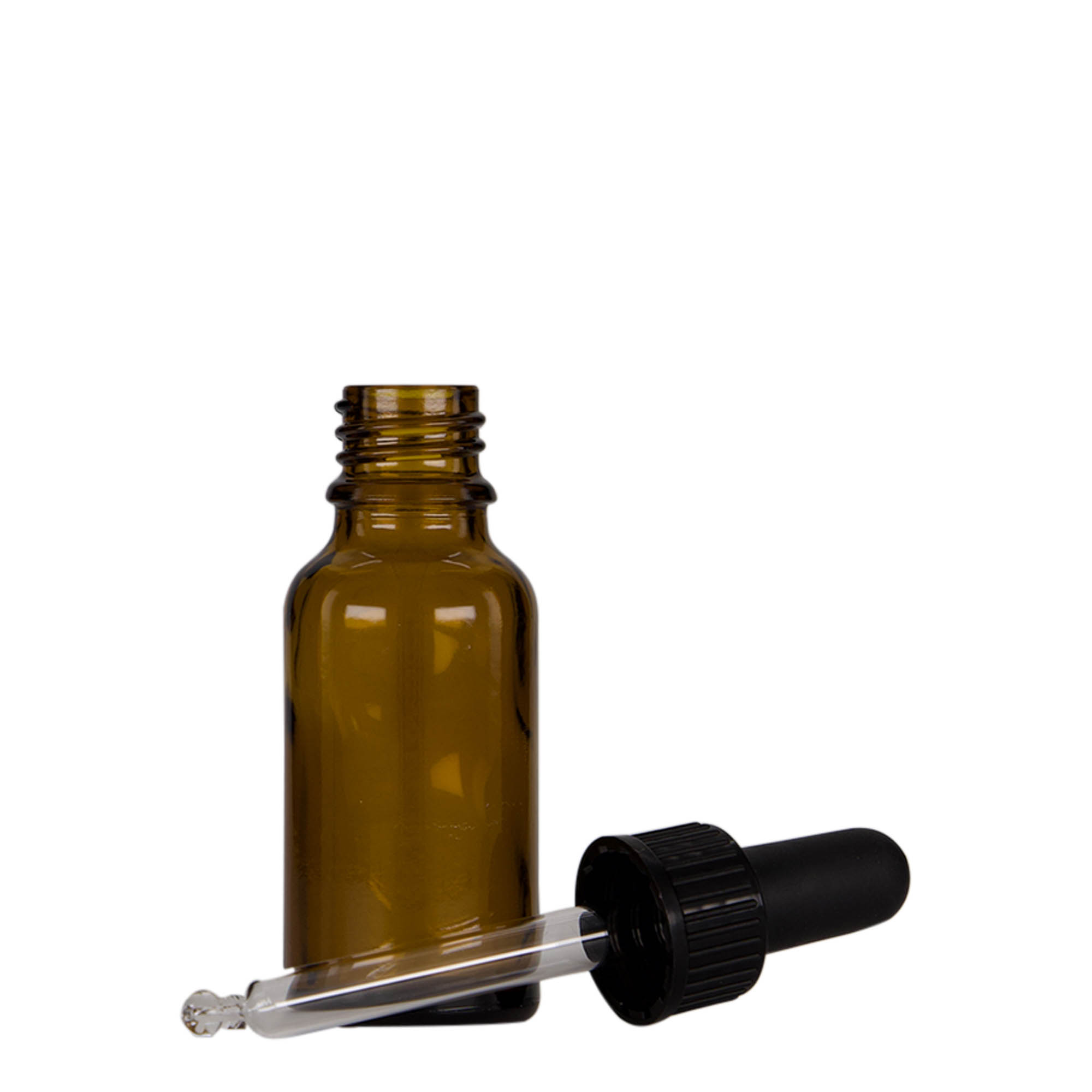 20 ml medicine dropper bottle, glass, brown-black, opening: DIN 18 20 ml medicine dropper bottle, glass, brown-black, opening: DIN 18