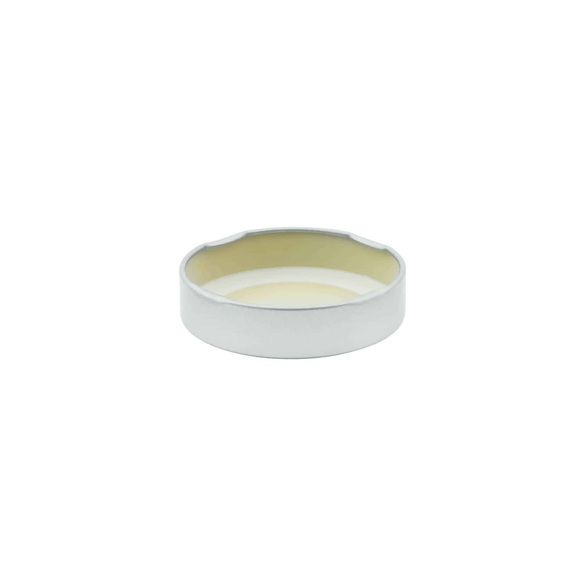 Deep twist-off cap, tinplate, silver, for opening: Deep-TO 58