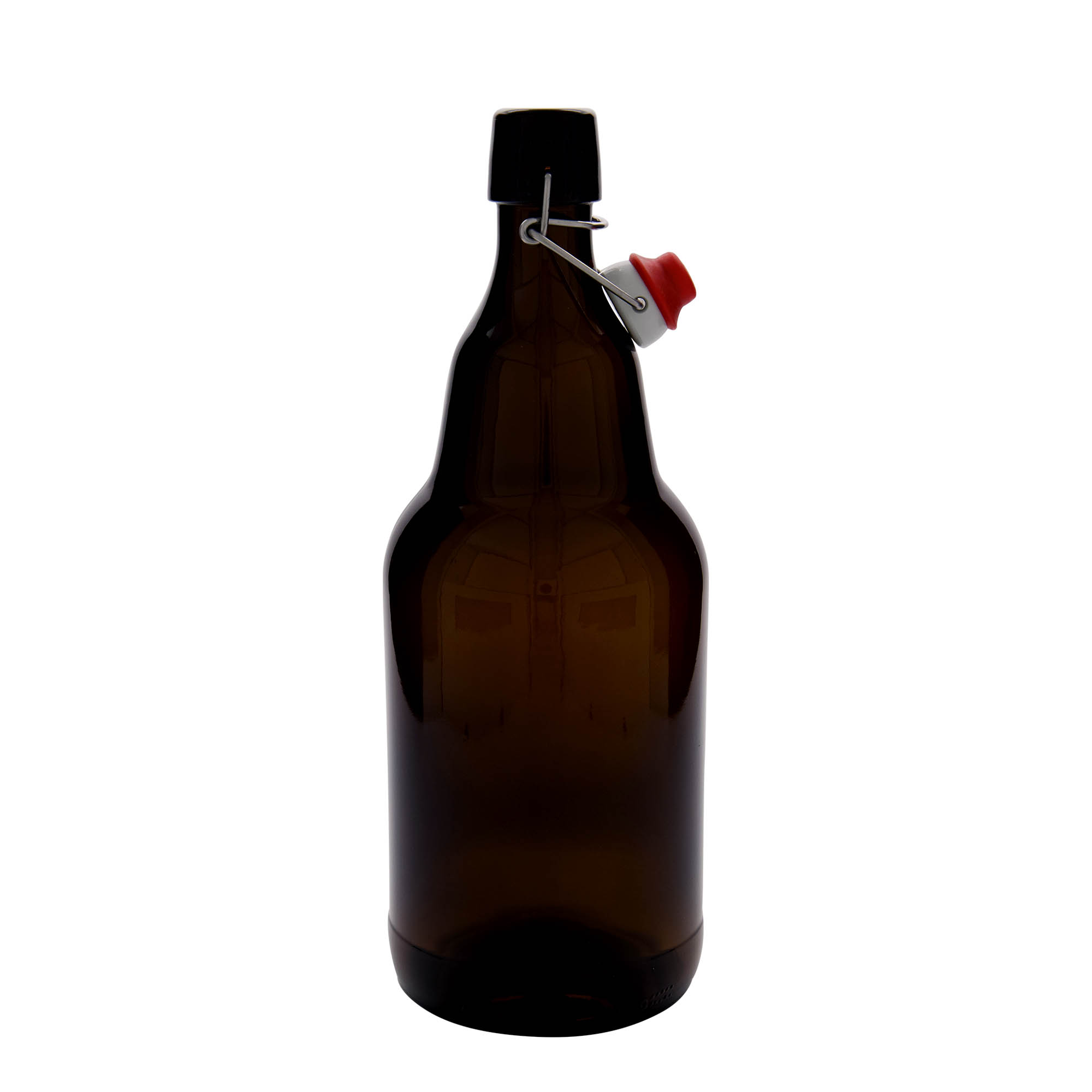 2,000 ml beer bottle, glass, brown, opening: swing-top closure