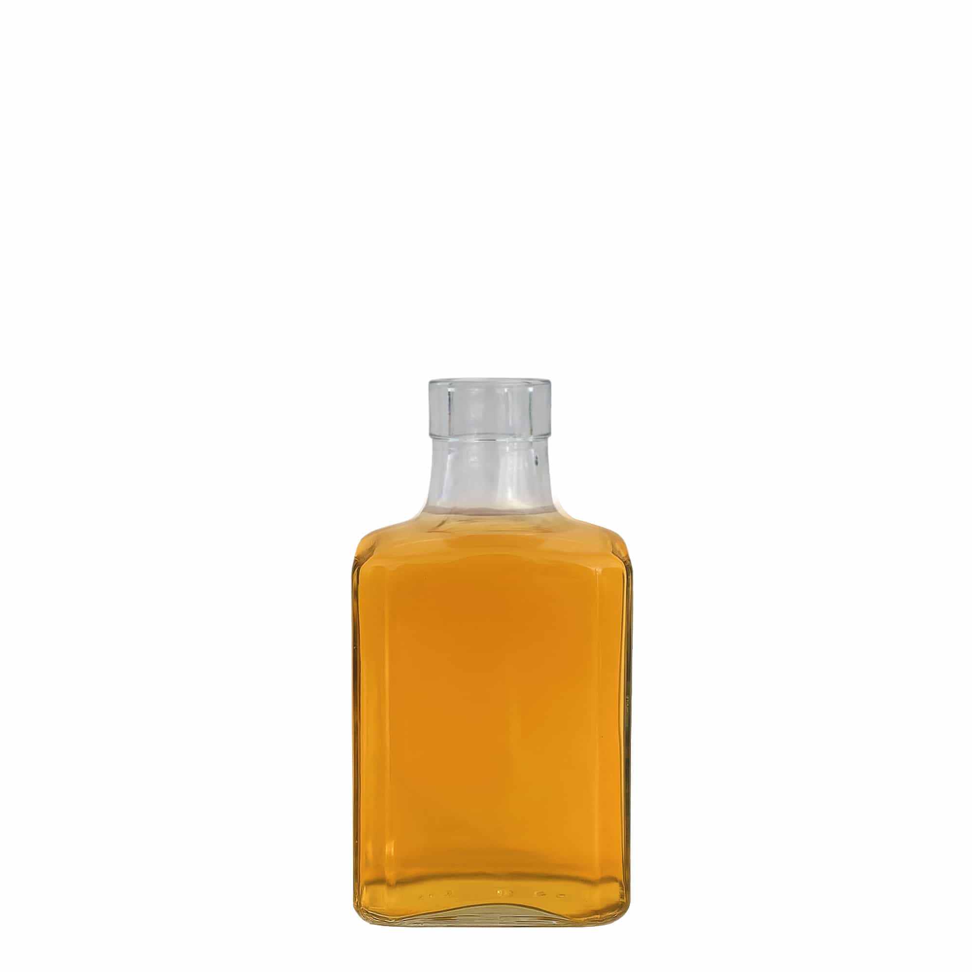250 ml glass bottle 'Decanter Quadro Oberband', square, opening: cork