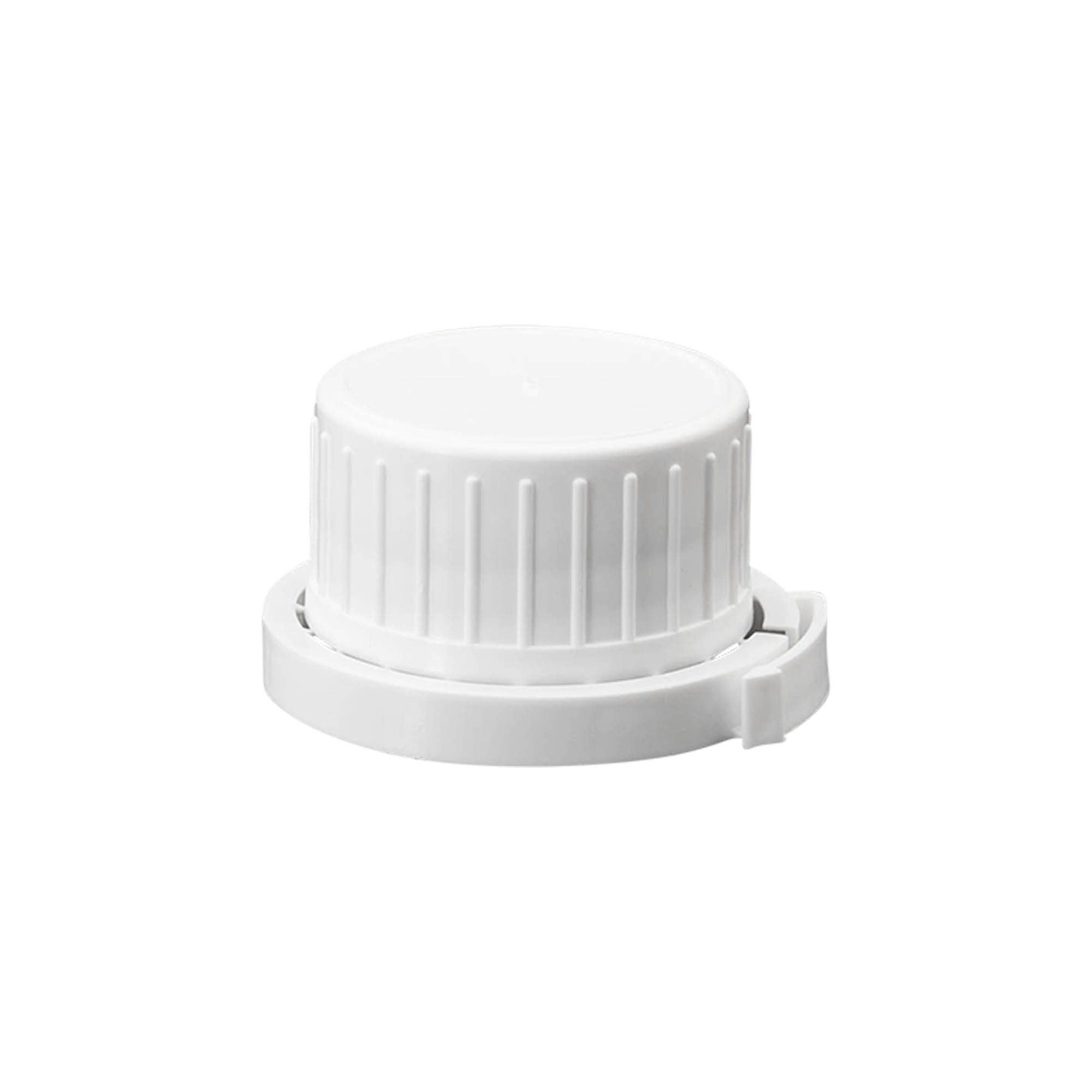 Screw cap aluminium bottle, PP plastic, white, for opening: DIN 32 Screw cap aluminium bottle, PP plastic, white, for opening: DIN 32