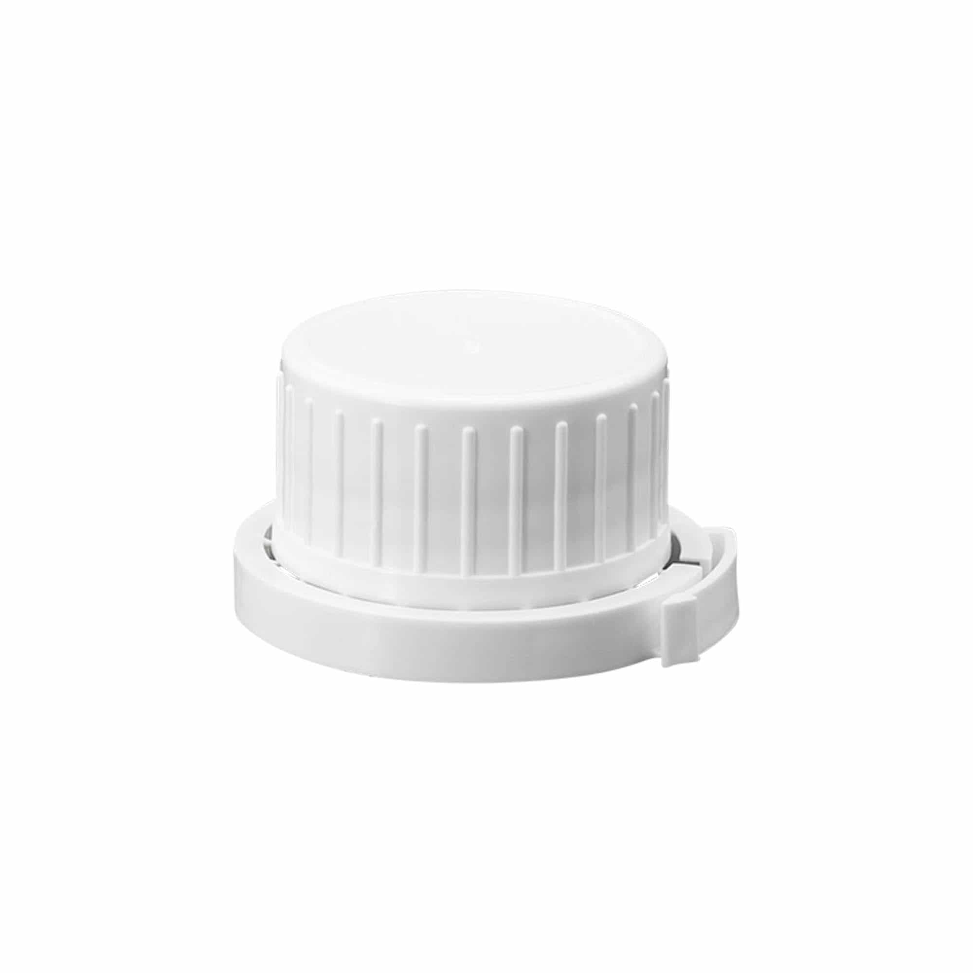 Screw cap aluminium bottle, PP plastic, white, for opening: DIN 32